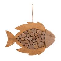 Wanddeko Fisch Braun B: 28 Cm - Braun, Basics, Holz/Metall (28/42/2cm)