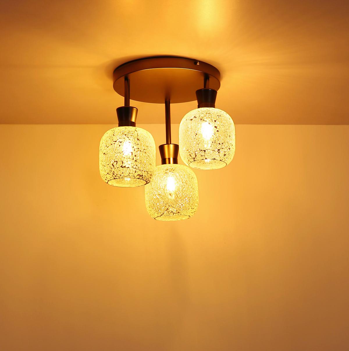 Deckenleuchte Exkl. 3xe14, 40w - Klar/Schwarzchrom, Design, Glas/Metall (33/30,5cm) - Globo