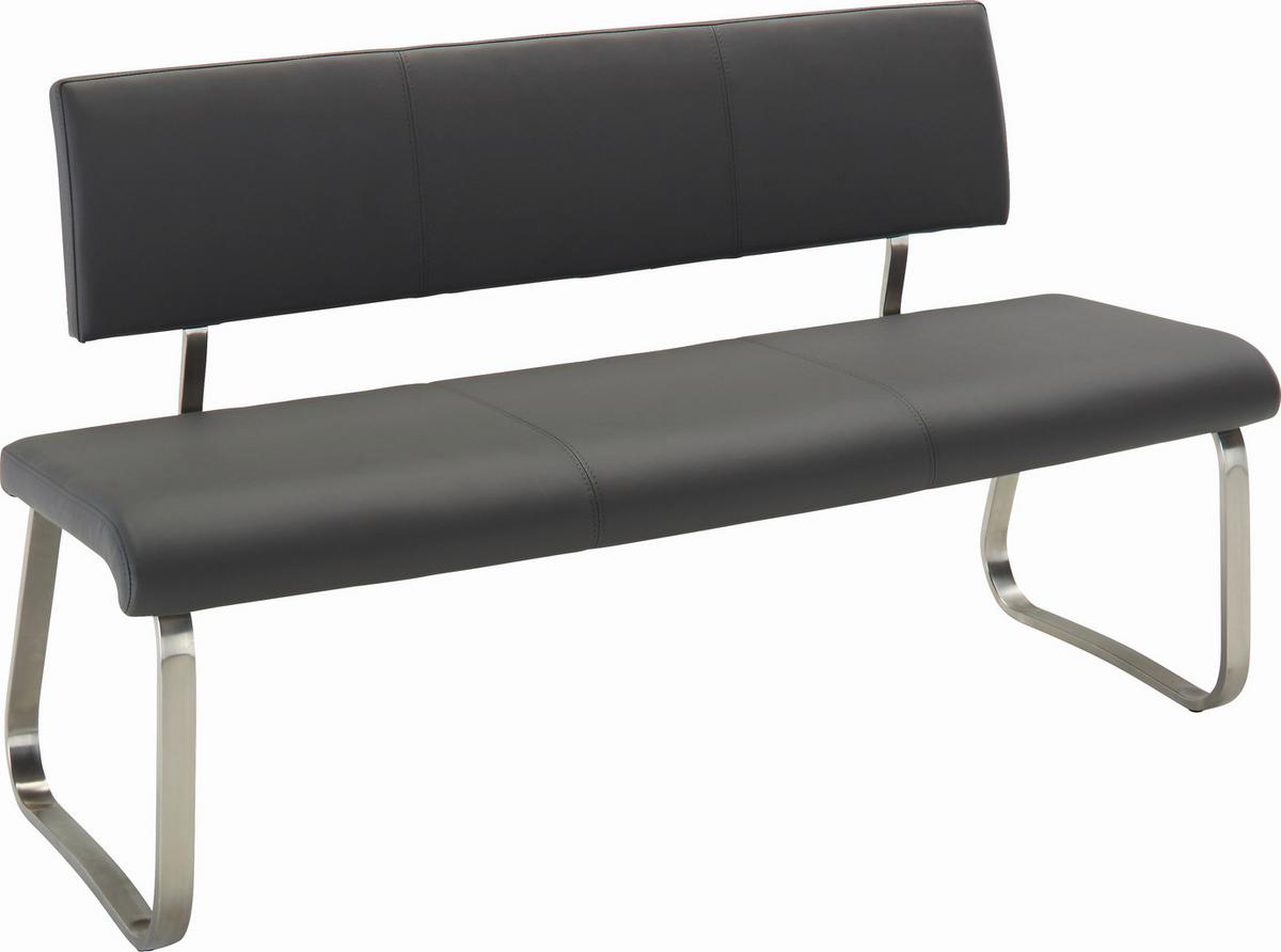 Sitzbank mit Lehne Grau Arco 155x86x59 cm - Edelstahlfarben/Grau, Design, Kunststoff/Metall (155/86/59cm) - Livetastic