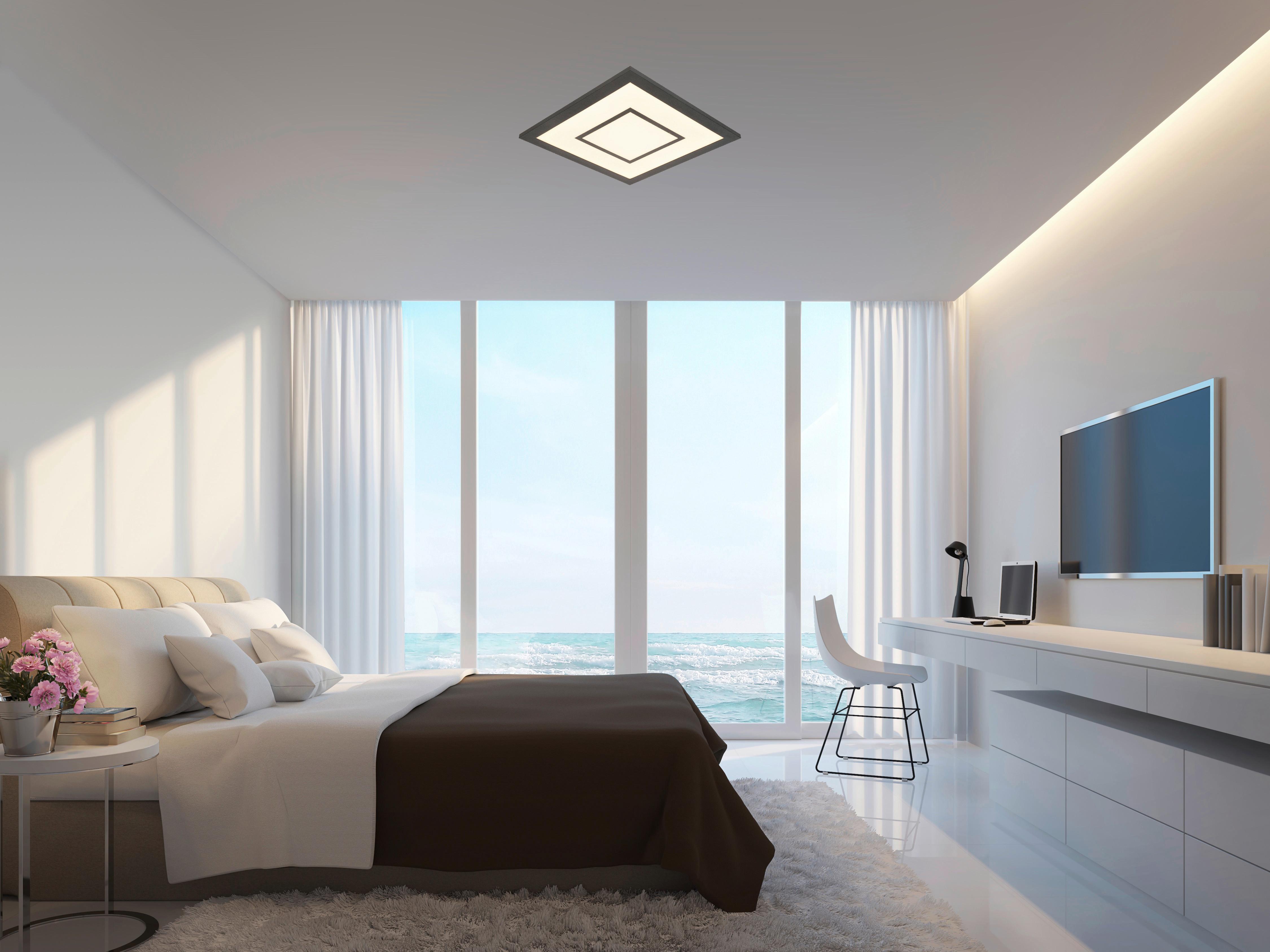 STROPNÉ LED SVIETIDLO Prem, 35/35/6cm - čierna, Modern, kov/plast (30/30/5,5cm) - Modern Living