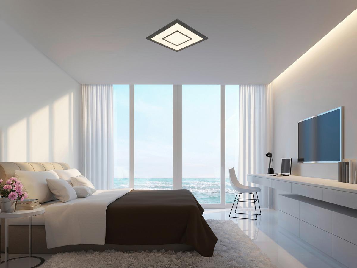 STROPNÍ LED SVÍTIDLO Prem, 35/35/6cm - černá, Moderní, kov/plast (30/30/5,5cm) - Modern Living