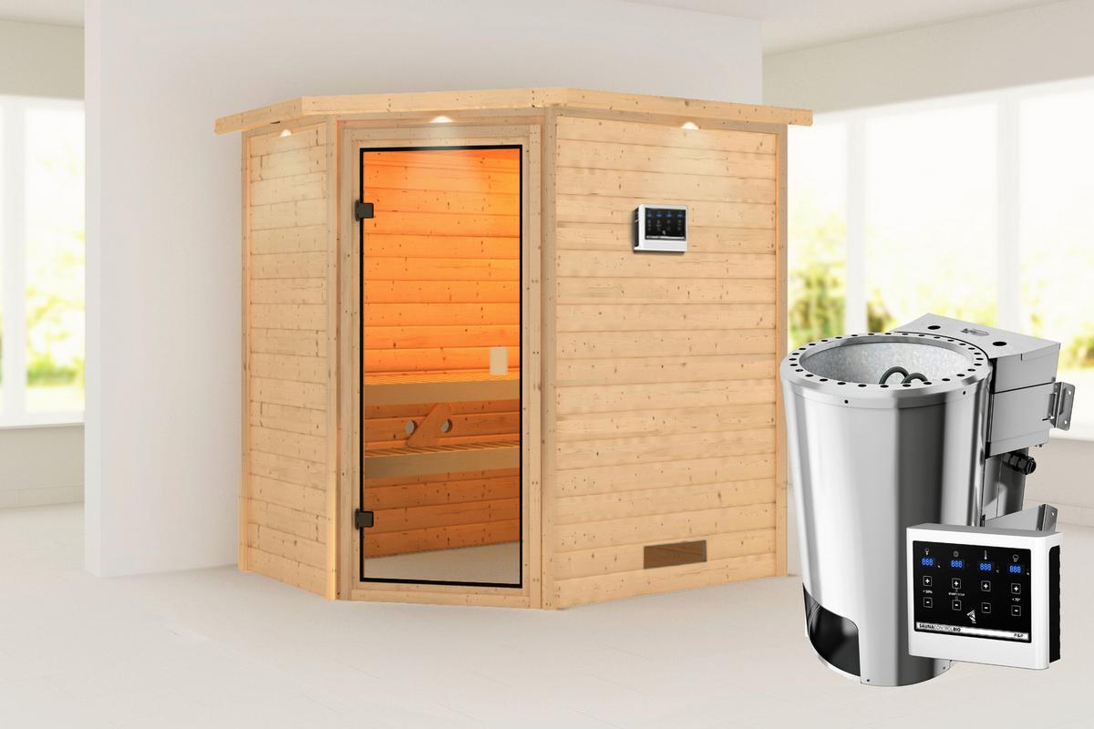 Sauna Helen Eck 196/187/145 Cm - Fichtefarben, Basics, Holz (196/187/145cm)
