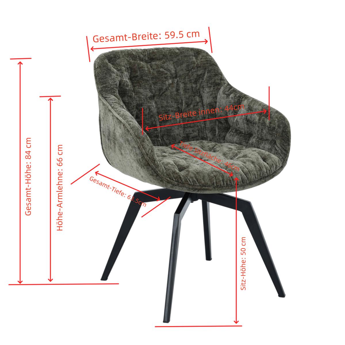 Armlehnstuhl Avegno Grün/Schwarz B: 59,5 cm - Schwarz/Grün, MODERN, Textil/Metall (59,5/84/63,5cm) - Livetastic
