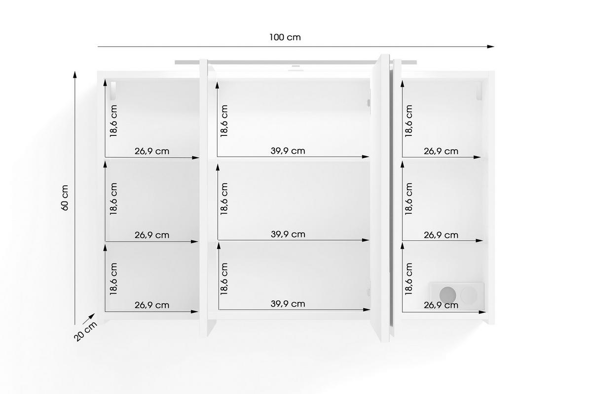 Spiegelschrank Spree Anthrazit B: 100 cm - Anthrazit, MODERN, Glas/Holzwerkstoff (100/60/20cm) - MID.YOU