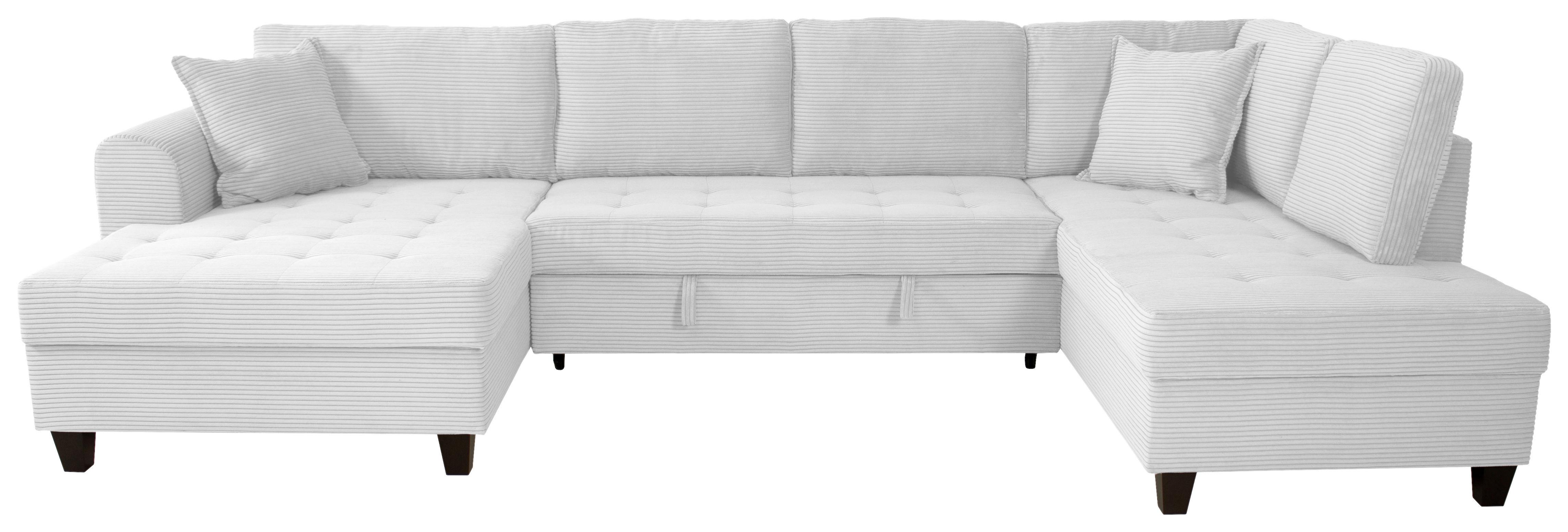 Wohnlandschaft Moritz Silber U-Form:155x324x178 Cm - Silberfarben, Trend, Textil (155/324/178cm)