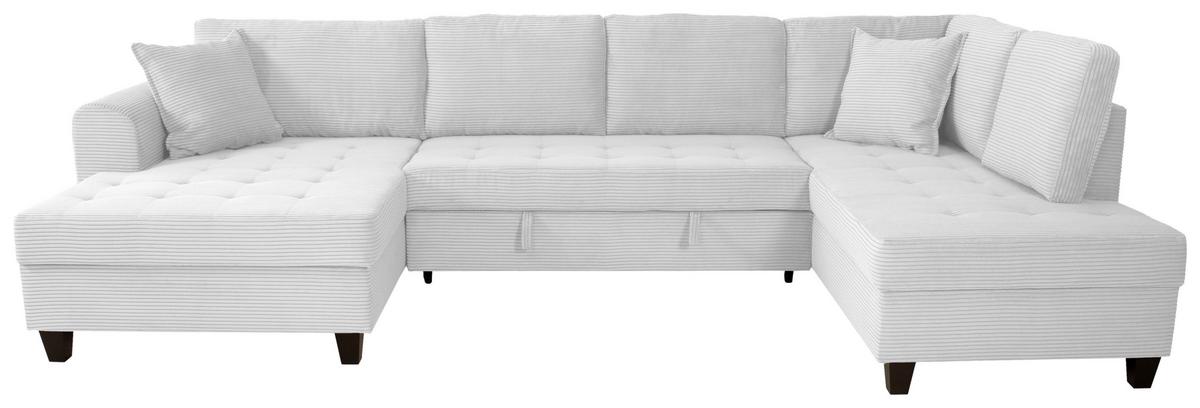 Wohnlandschaft Moritz Silber U-Form:155x324x178 Cm - Silberfarben, Trend, Textil (155/324/178cm)