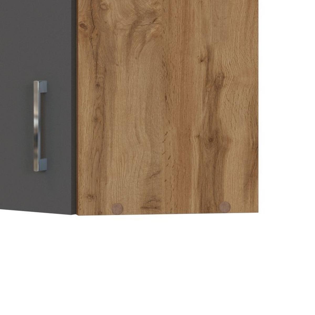 Eckoberschrank B: 60 Cm Eiche Dekor/anthrazit 1 Drehtüre - Anthrazit/Eiche Wotan, MODERN, Holzwerkstoff (60/57/60cm) - Held