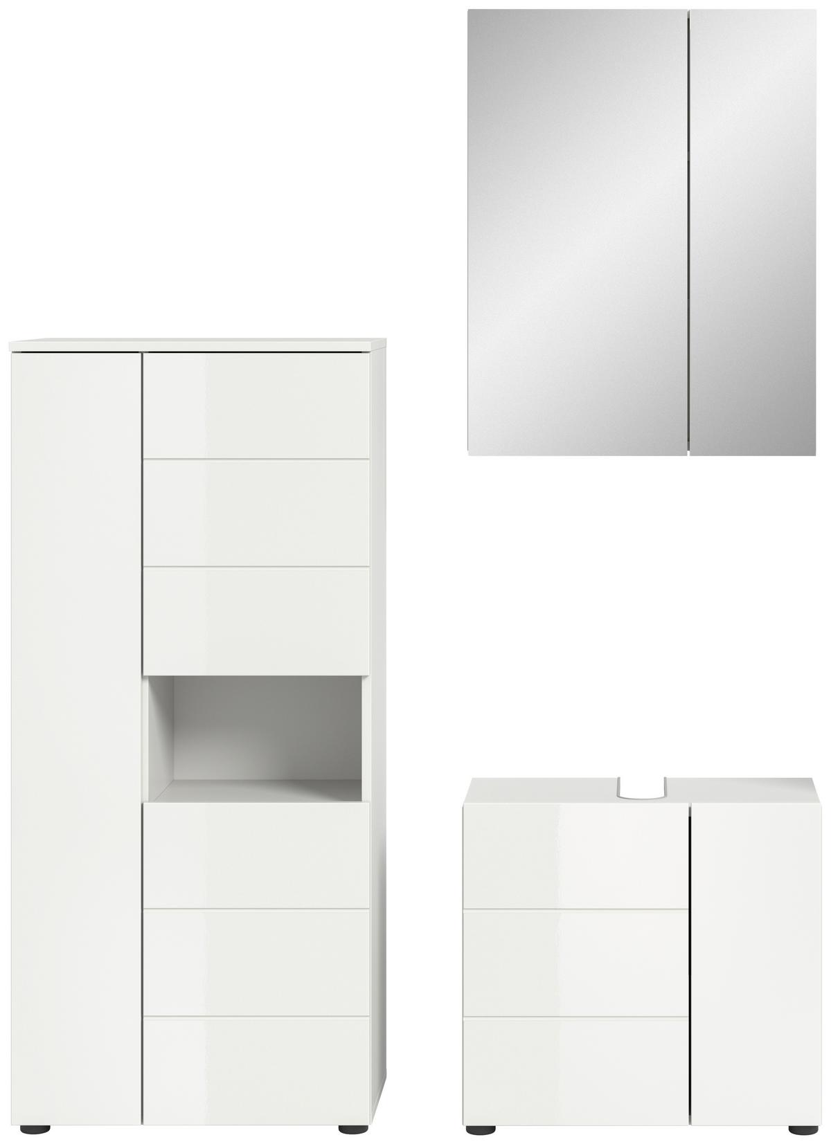 Badezimmer Vira Weiß B: 120 cm - Weiß Hochglanz/Schwarz, MODERN, Holzwerkstoff (120cm) - MID.YOU