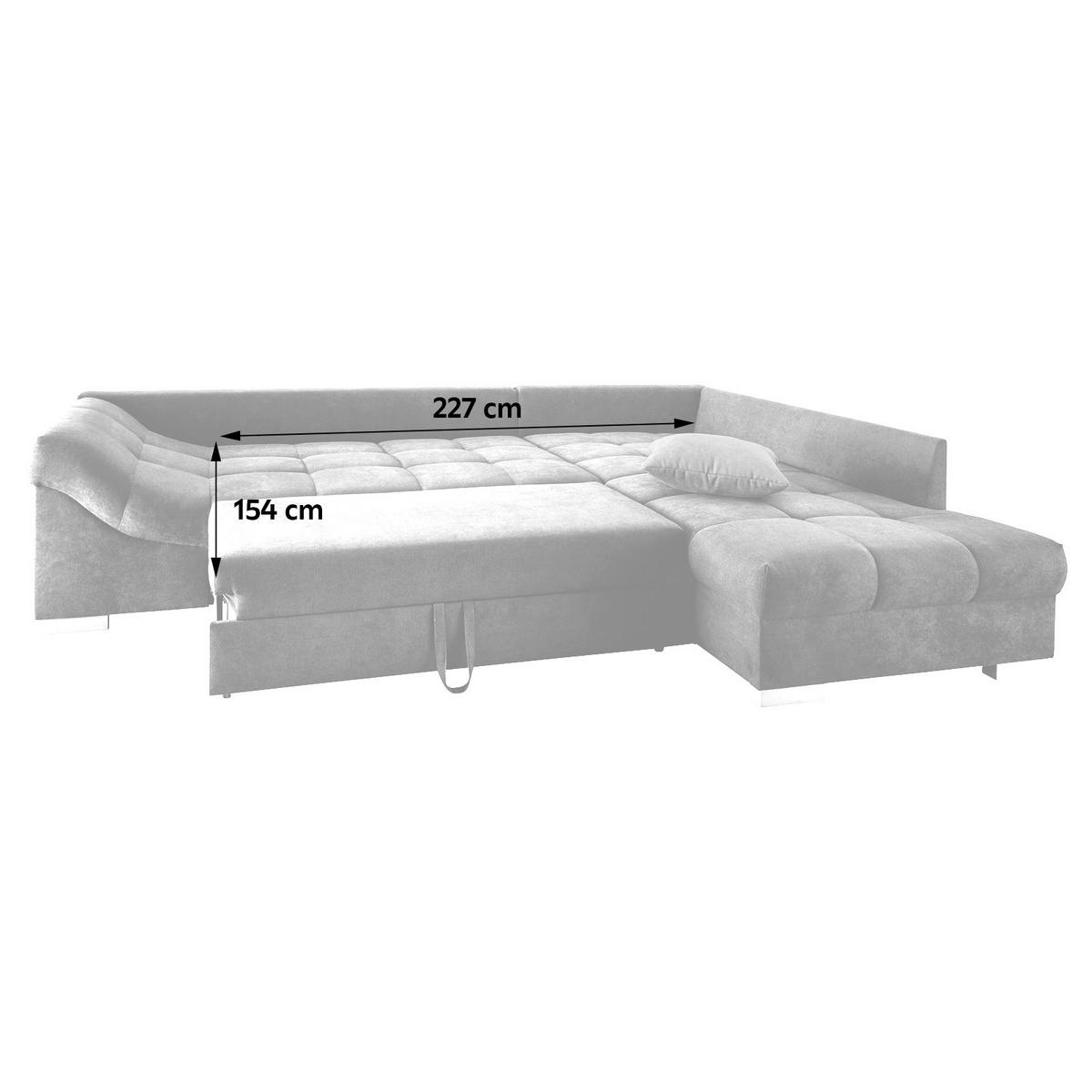Eckschlafsofa Alvito Anthrazit S: 298/202 cm - Anthrazit/Silberfarben, Design, Textil (298/202cm) - MID.YOU