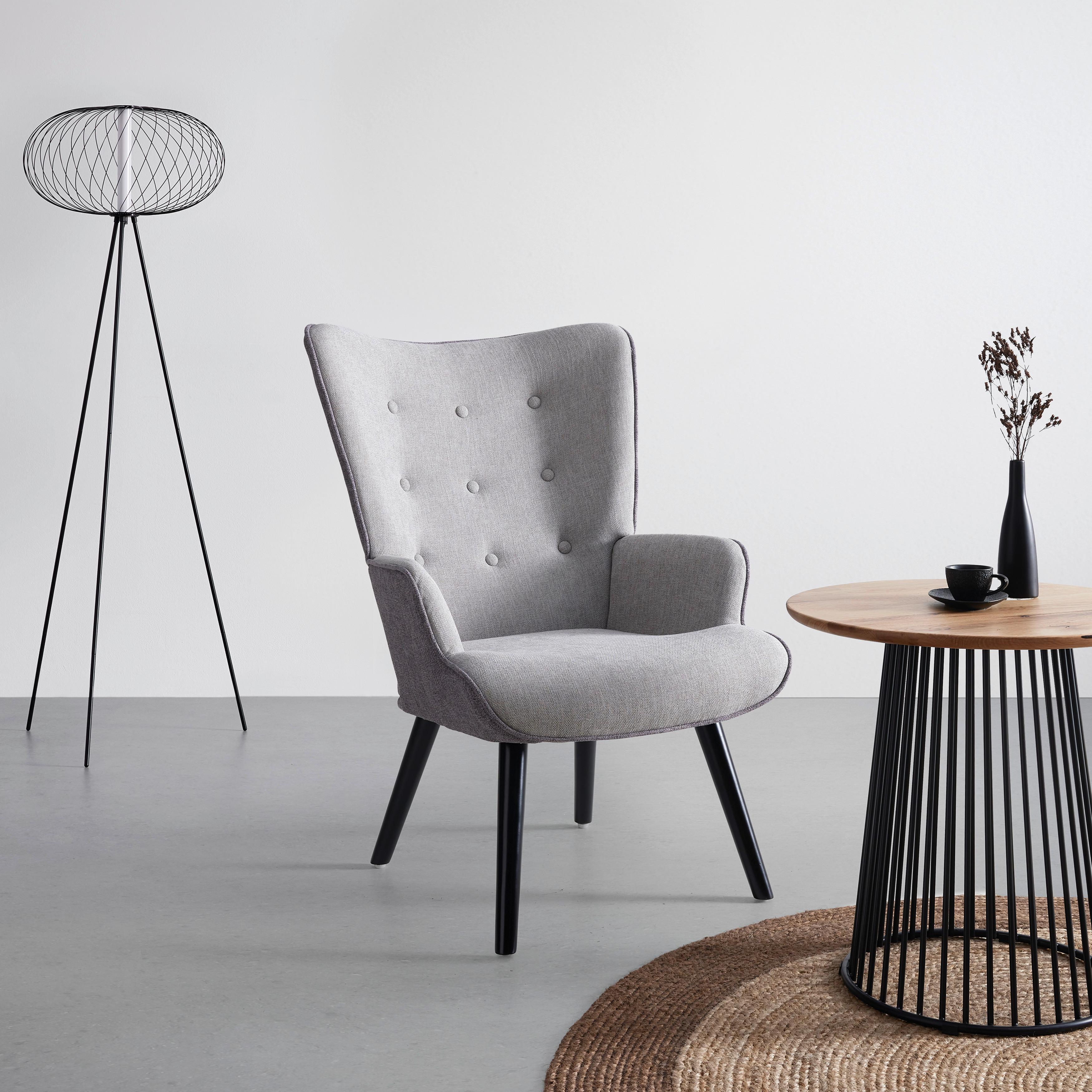 Relaxačné kreslo sivé CHESTER - čierna/svetlosivá, Modern, kov/drevo (66/94/74cm) - Mömax