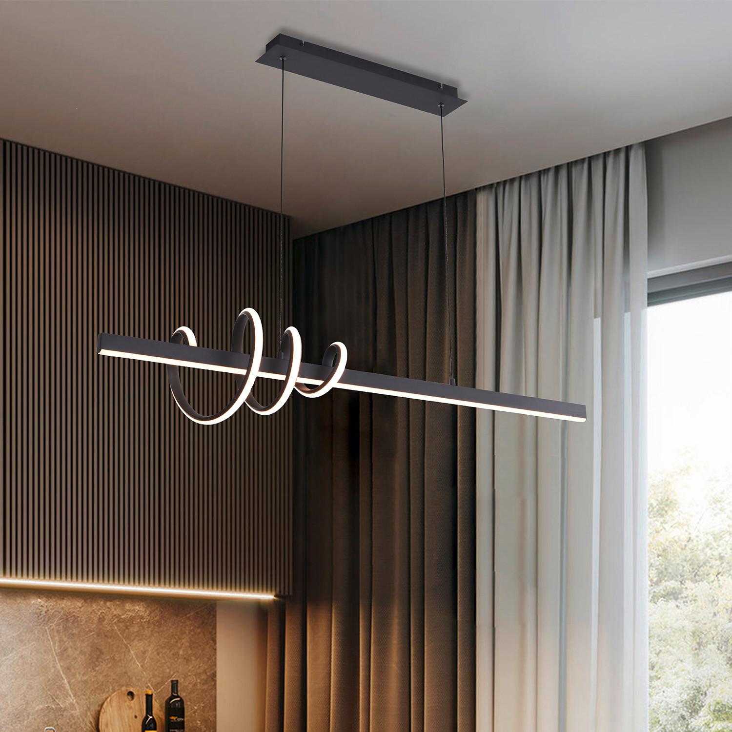 LED-Pendelleuchte Swing Schwarz L: 120 cm - Schwarz, Design, Metall (120/23/150cm)