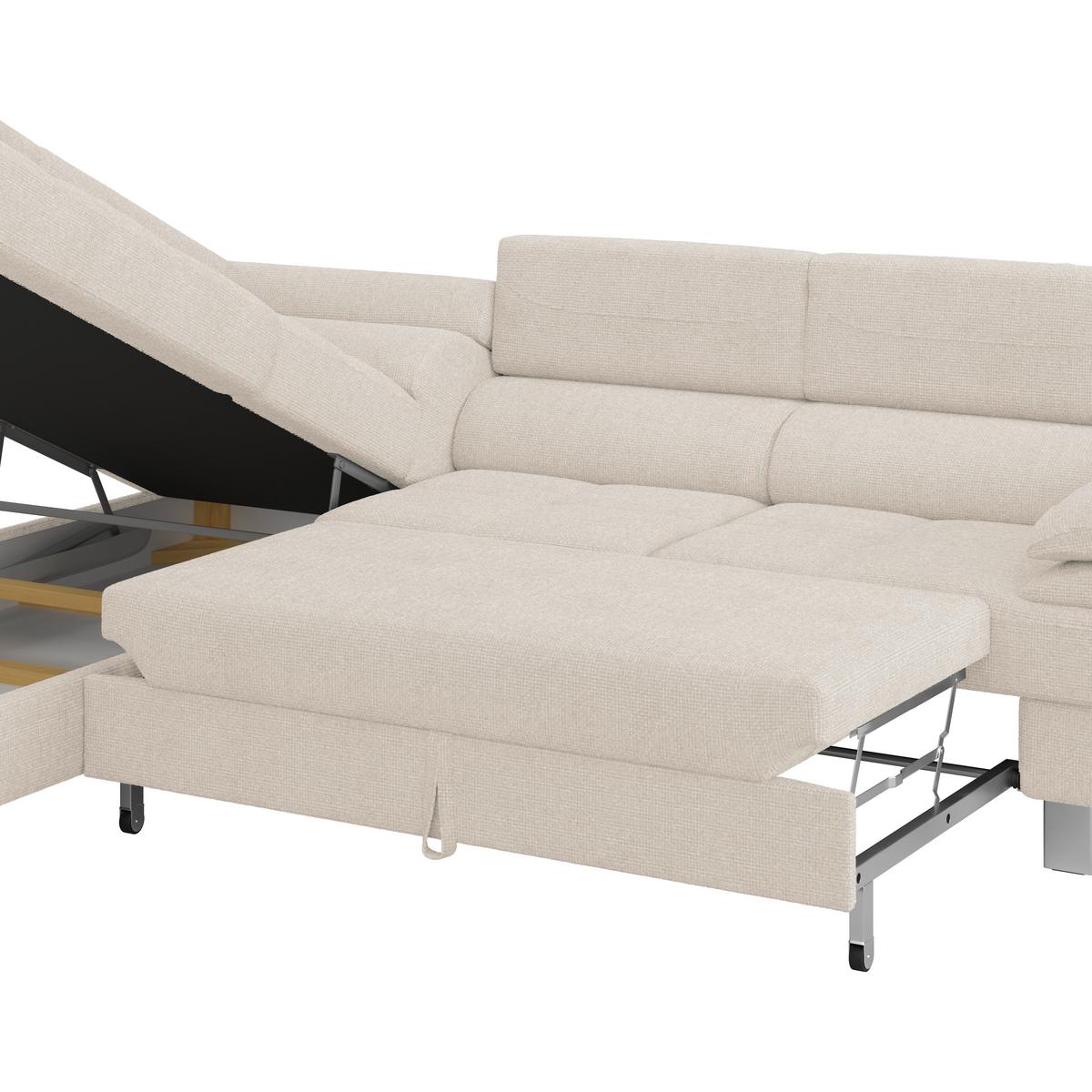 Ecksofa mit Schlaffunktion & Bettkasten Savona Perlmutt - Perlmutt, MODERN, Textil (230/270cm) - Ondega