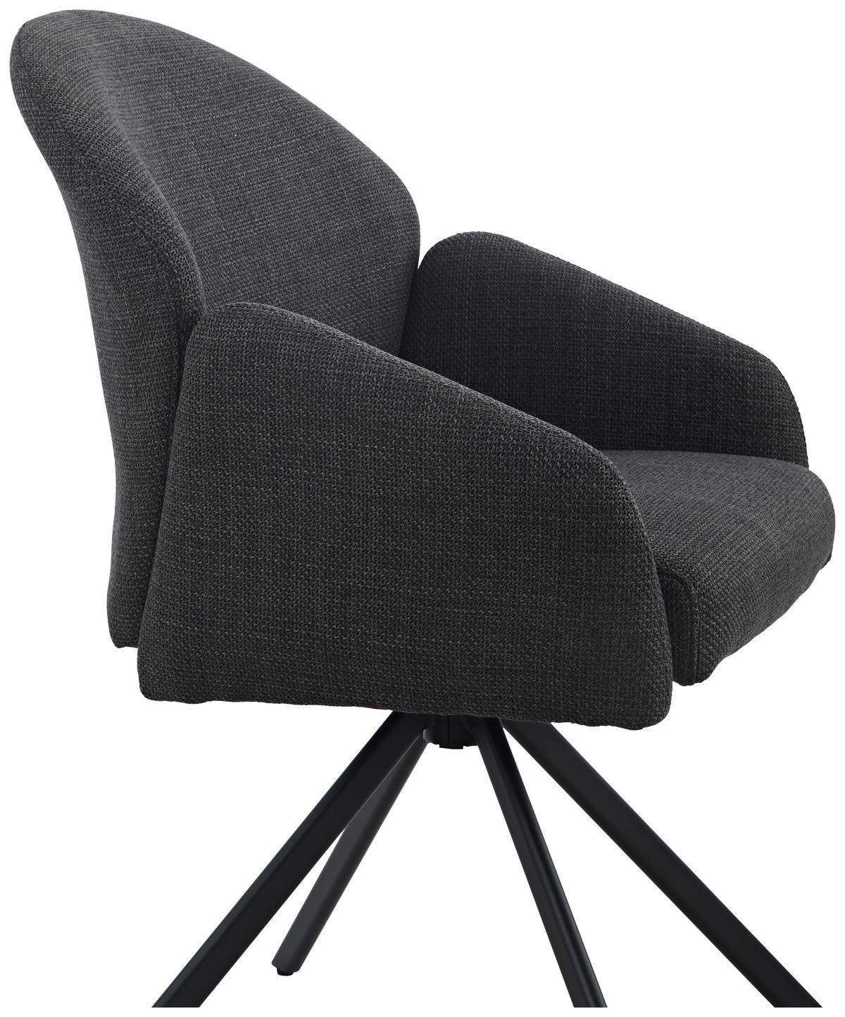 Armlehnstuhl Holly drehbar Webstoff Anthrazit, B: 56,5 cm - Anthrazit, MODERN, Textil/Metall (56,5/61/84cm)