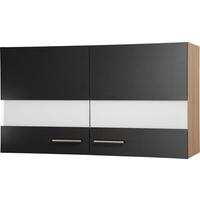 Küchenoberschrank Merle Schwarz, Eiche Dekor B: 100 cm - Eichefarben/Schwarz, Basics, Glas/Holzwerkstoff (100/56,1/34,6cm) - Respekta