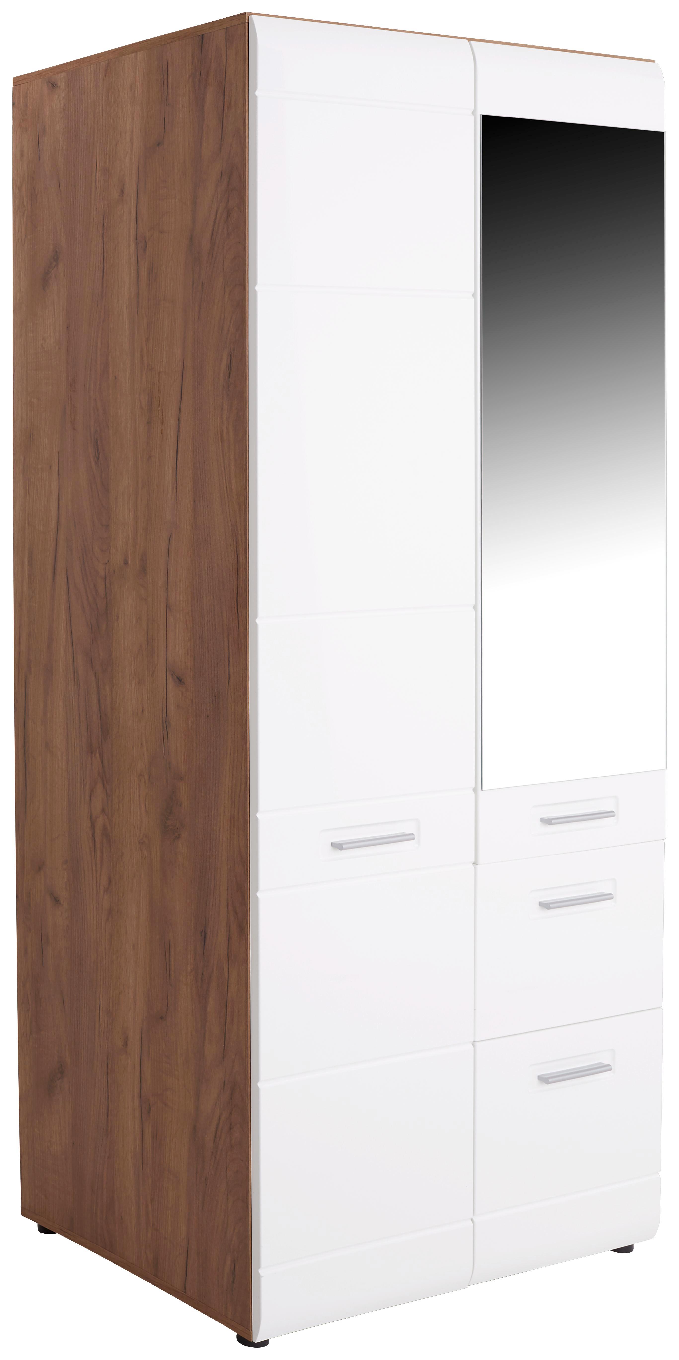Kleiderschrank Avensis New B:90cm Kraft Eiche Dunkel/Weiß - Eichefarben/Weiß, KONVENTIONELL, Holzwerkstoff (90/205,7/60cm) - Luca Bessoni