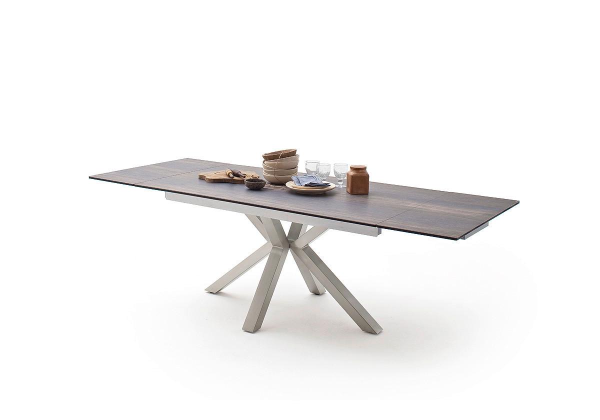 Ausziehtisch Nagano 160 Az 160-240x76x90 cm Braun - Edelstahlfarben/Braun, Trend, Keramik/Metall (160-240/76/90cm)