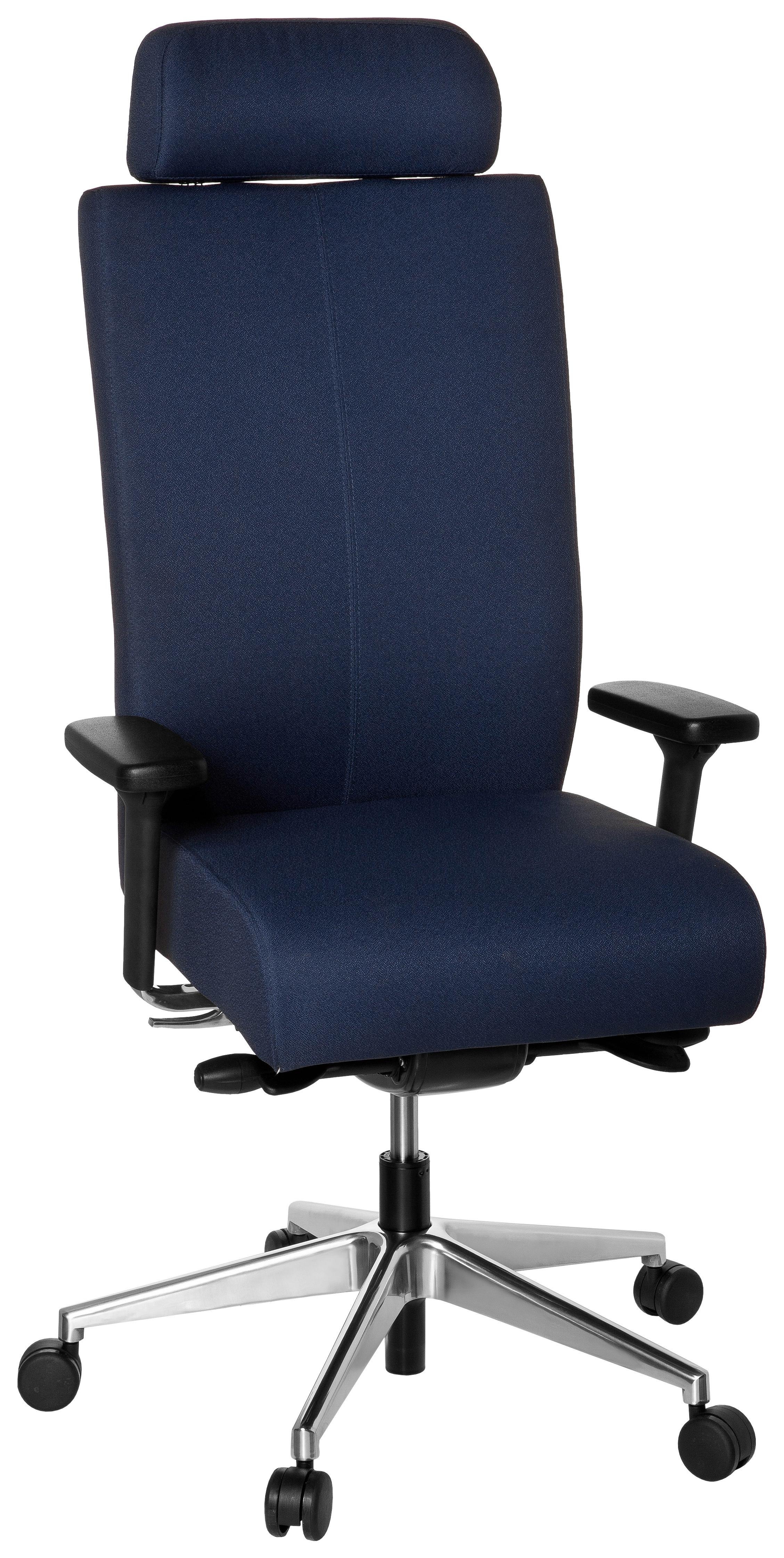 Drehstuhl Pro-Tec XXL Dunkelblau - Alufarben/Schwarz, MODERN, Kunststoff/Textil (59/138/49cm) - MID.YOU