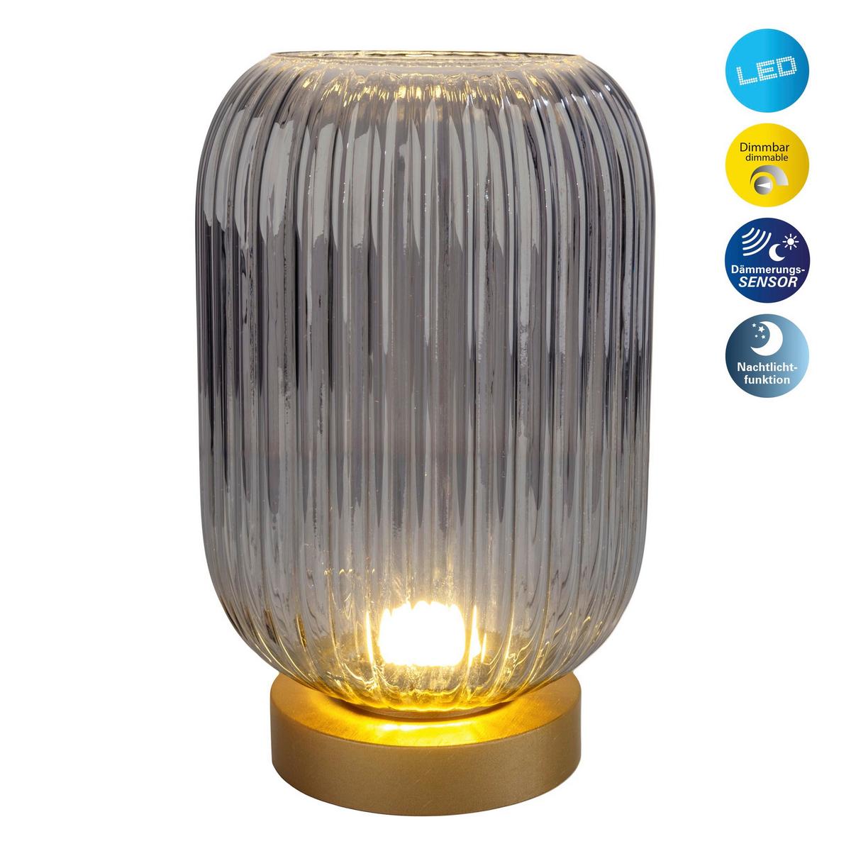 Akku-tischleuchte 5305558 - Goldfarben, Design, Glas/Kunststoff (14/23cm) - Näve