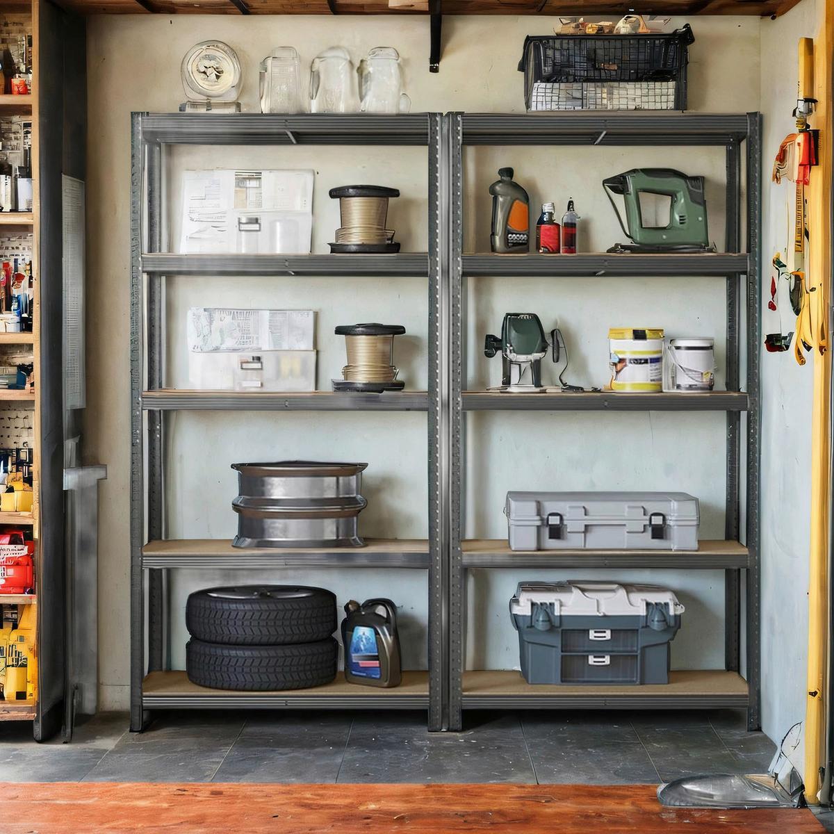 Schwerlastregal Shelving Grau/Naturfarben B: 100 cm - Naturfarben/Grau, Basics, Holzwerkstoff/Metall (100/200/50cm)