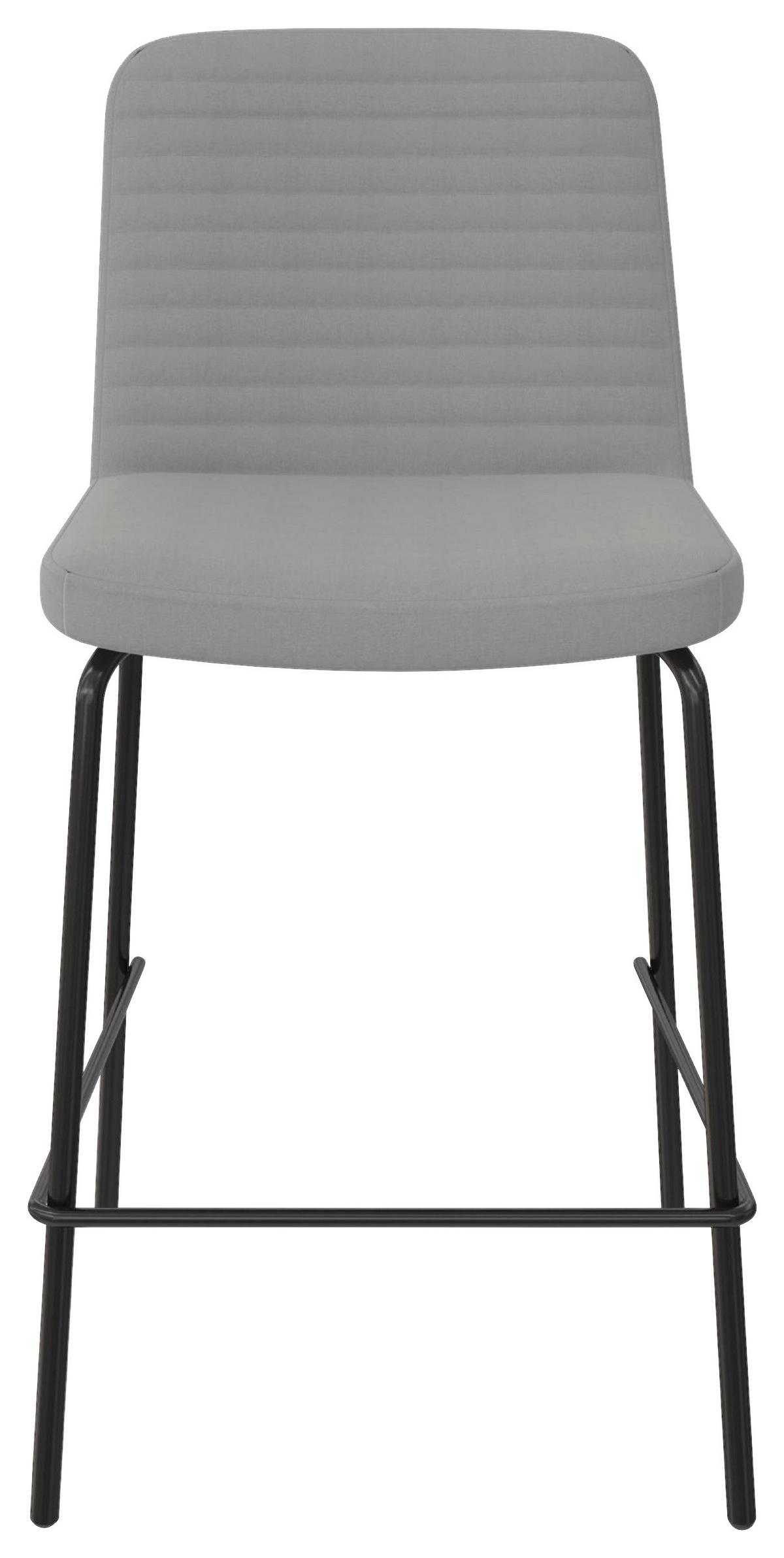 Barhocker Grau, B: 52 cm - Schwarz/Grau, Basics, Textil/Metall (52/88/47cm) - MID.YOU