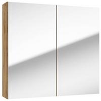 Spiegelschrank Locca Sps 2-Türig Eiche Dekor - Eichefarben/Transparent, KONVENTIONELL, Glas/Holzwerkstoff (65/60/15cm) - MID.YOU