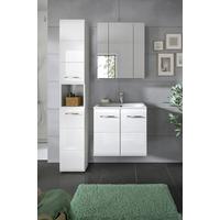 Badezimmer Ice Weiß/weiß Hg 3--Teilig - Weiß Hochglanz/Schwarz, MODERN, Keramik/Holzwerkstoff (90/185/46cm) - MID.YOU