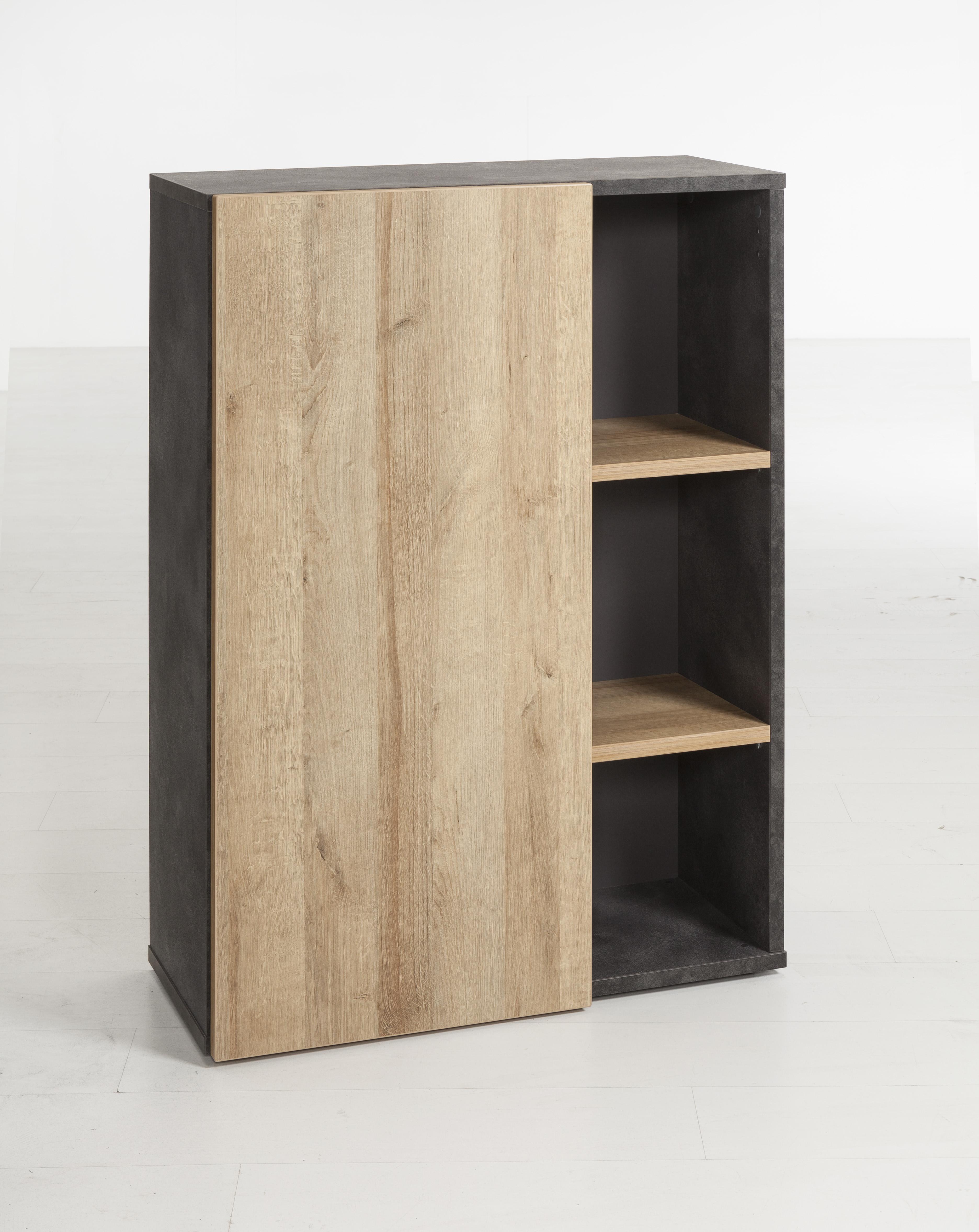Komód Core 80/110cm - tölgyfa színű/antracit, Modern, faalapú anyag (80/110,7/35cm) - MID.YOU
