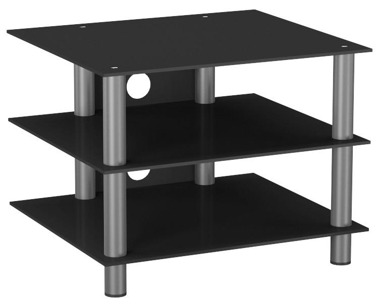 Phonotisch Sindas B: 60 cm Schwarz/Silberfarben - Silberfarben/Schwarz, KONVENTIONELL, Glas/Metall (60/45/42cm) - MID.YOU