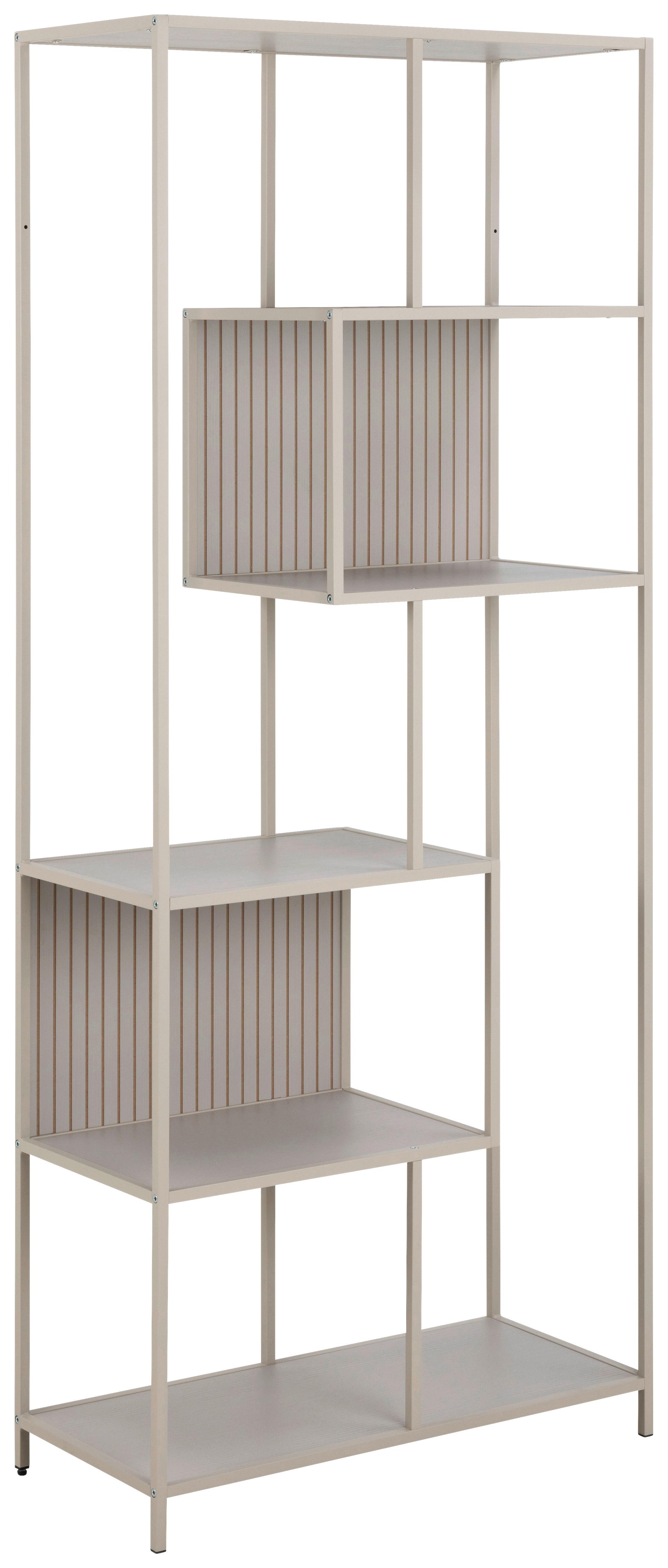 REGÁL SEAFORD - šedá, Moderní, kov/kompozitní dřevo (77/185/35cm)