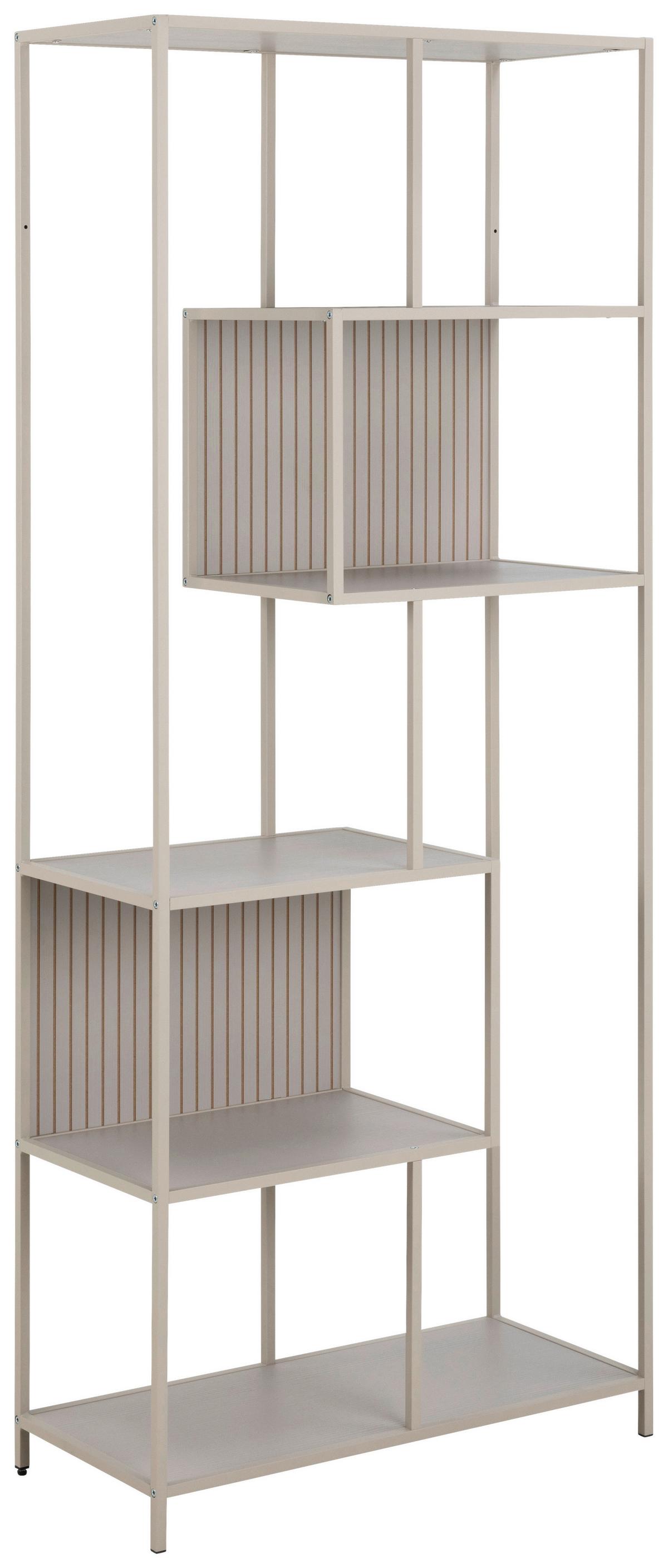 REGÁL SEAFORD - šedá, Moderní, kov/kompozitní dřevo (77/185/35cm)