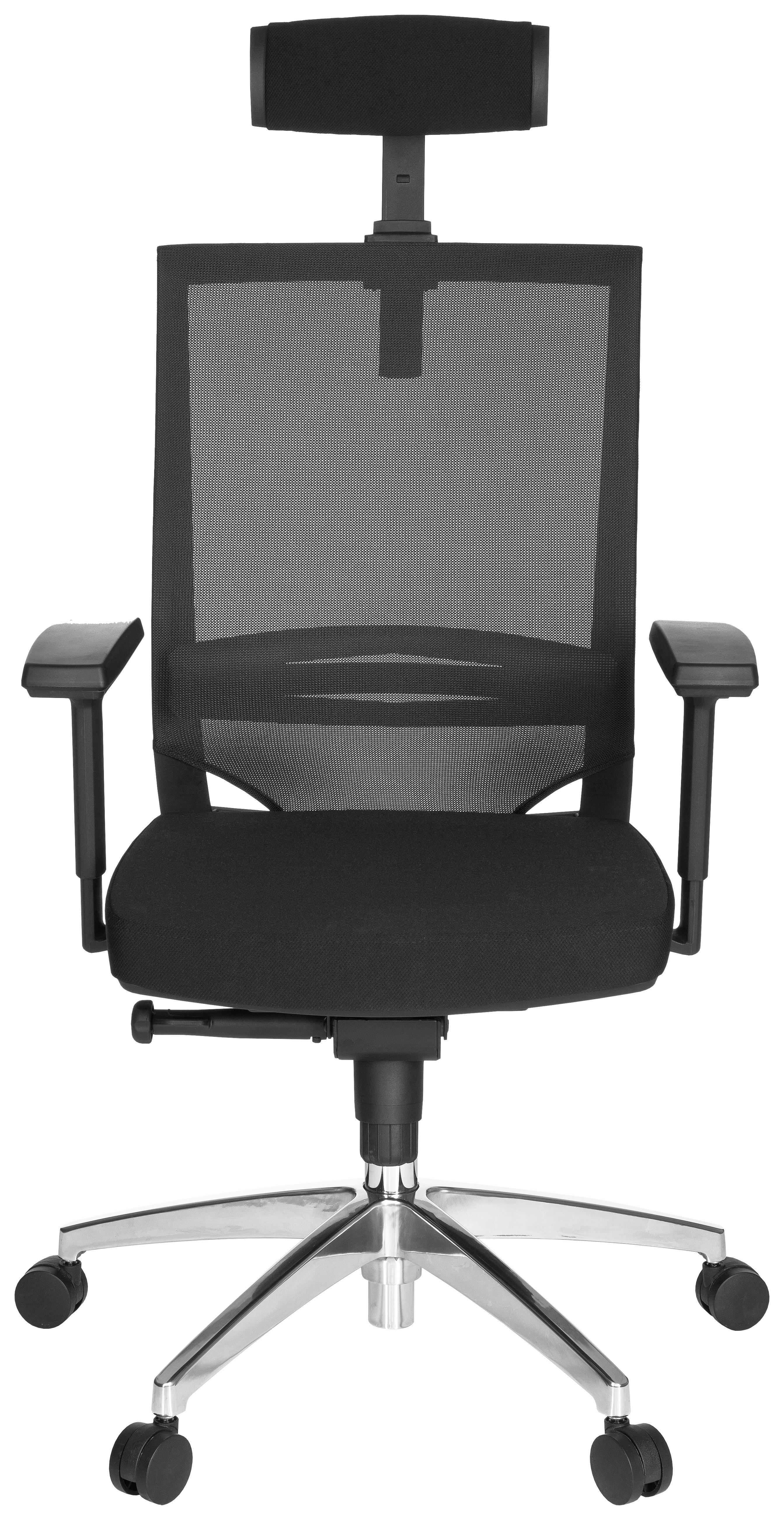 Drehstuhl Porto Max High Schwarz - Alufarben/Schwarz, MODERN, Kunststoff/Textil (63/113/65cm) - MID.YOU