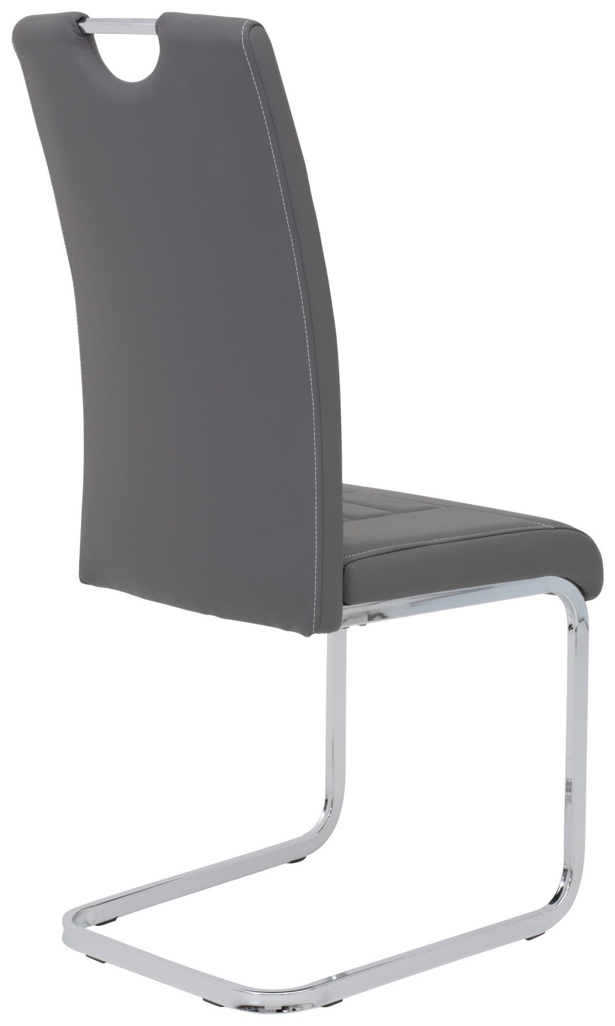 Schwingstuhl Ruby S Grau Gepolstert 4er-Set - Chromfarben/Weiß, MODERN, Textil/Metall (44/104/57,5cm) - MID.YOU
