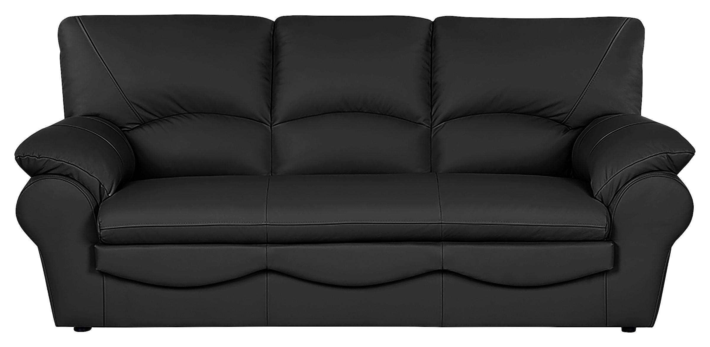3-Sitzer-Sofa Oslo Schwarz B: 205 cm - Schwarz, Design, Leder (205/92/85cm) - Livetastic