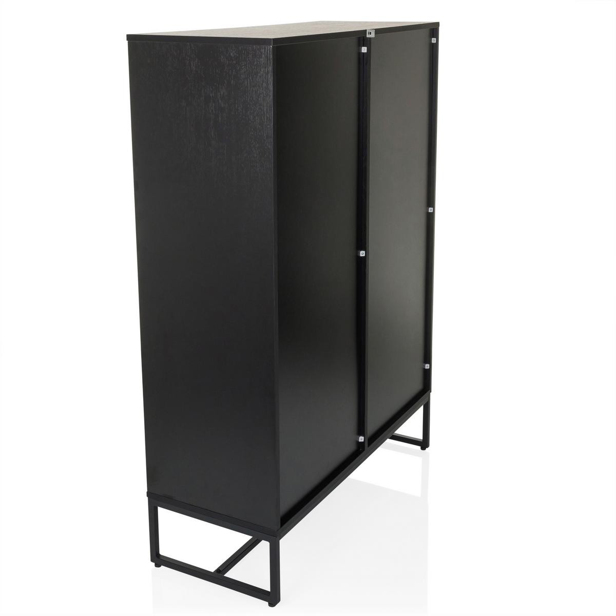 Highboard Amio Eichefarben, Schwarz B: 100 Cm - Eichefarben/Schwarz, MODERN, Holzwerkstoff (100/140/40cm) - MID.YOU