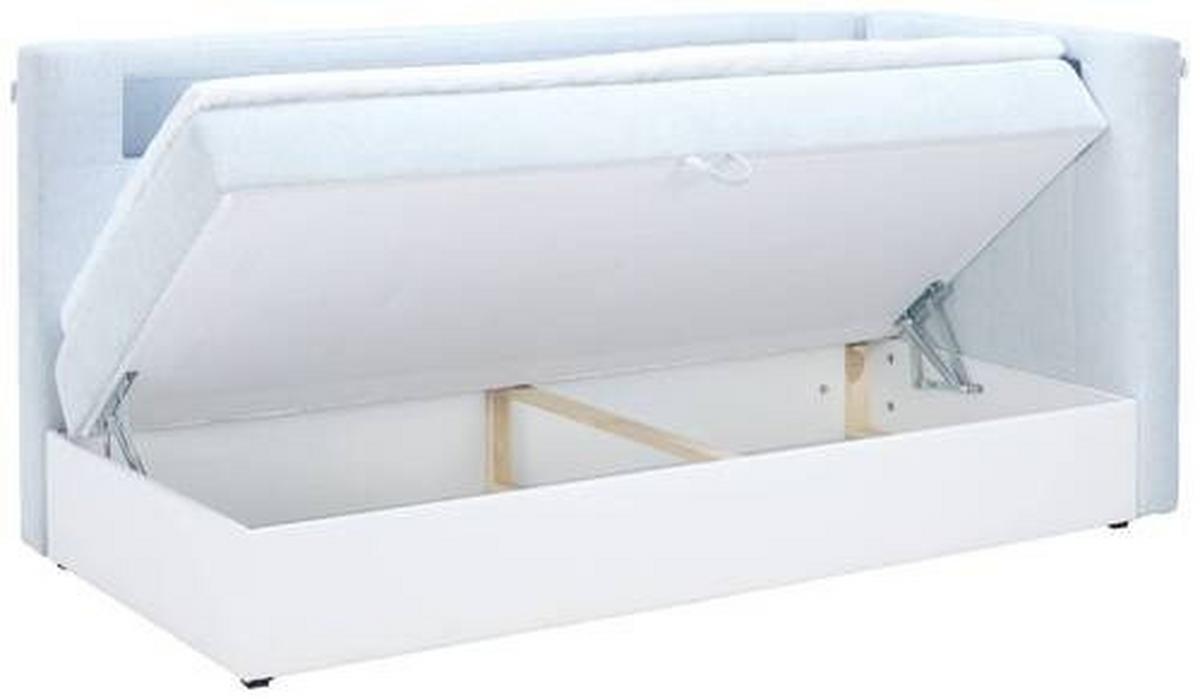 Polsterbett mit Bettkasten 80x200 cm Junior Gold Hellblau - Schwarz/Weiß, MODERN, Leder/Textil (80/200cm) - Ondega