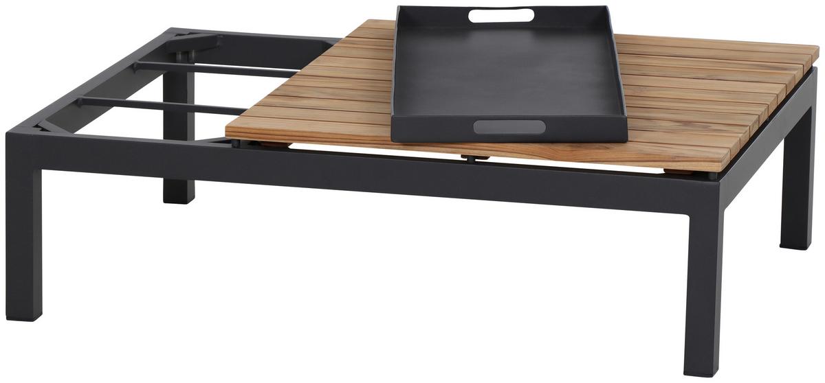 Loungegarnitur 4-Tlg Teakholz/Metall mit Kissen - Anthrazit/Grau, KONVENTIONELL, Holz/Textil (252/84/252cm) - Siena Garden