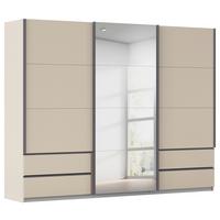 Skriňa s posuv. dverami ELARA šampanská/zrkadlo,š. 271 cm - sivá/šampanská, Konventionell, kov/kompozitné drevo (271/210/62cm) - Premium Living