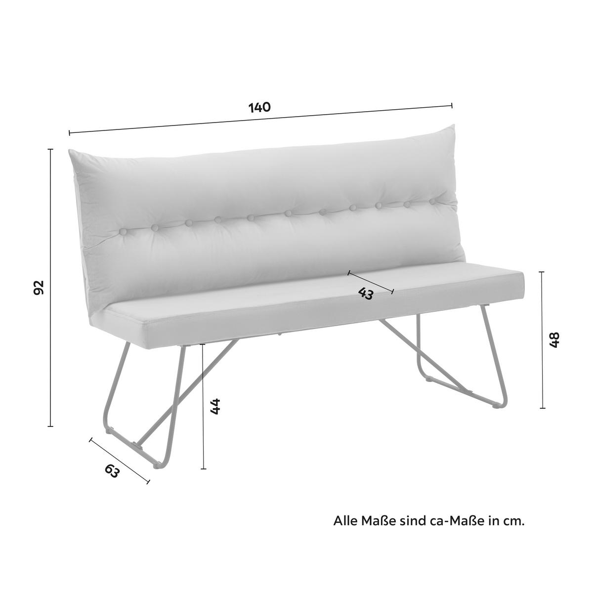 Lavica ze sametu Bono šedá - šedá/černá, Moderní, kov/dřevo (140/92/63cm) - Bessagi Home