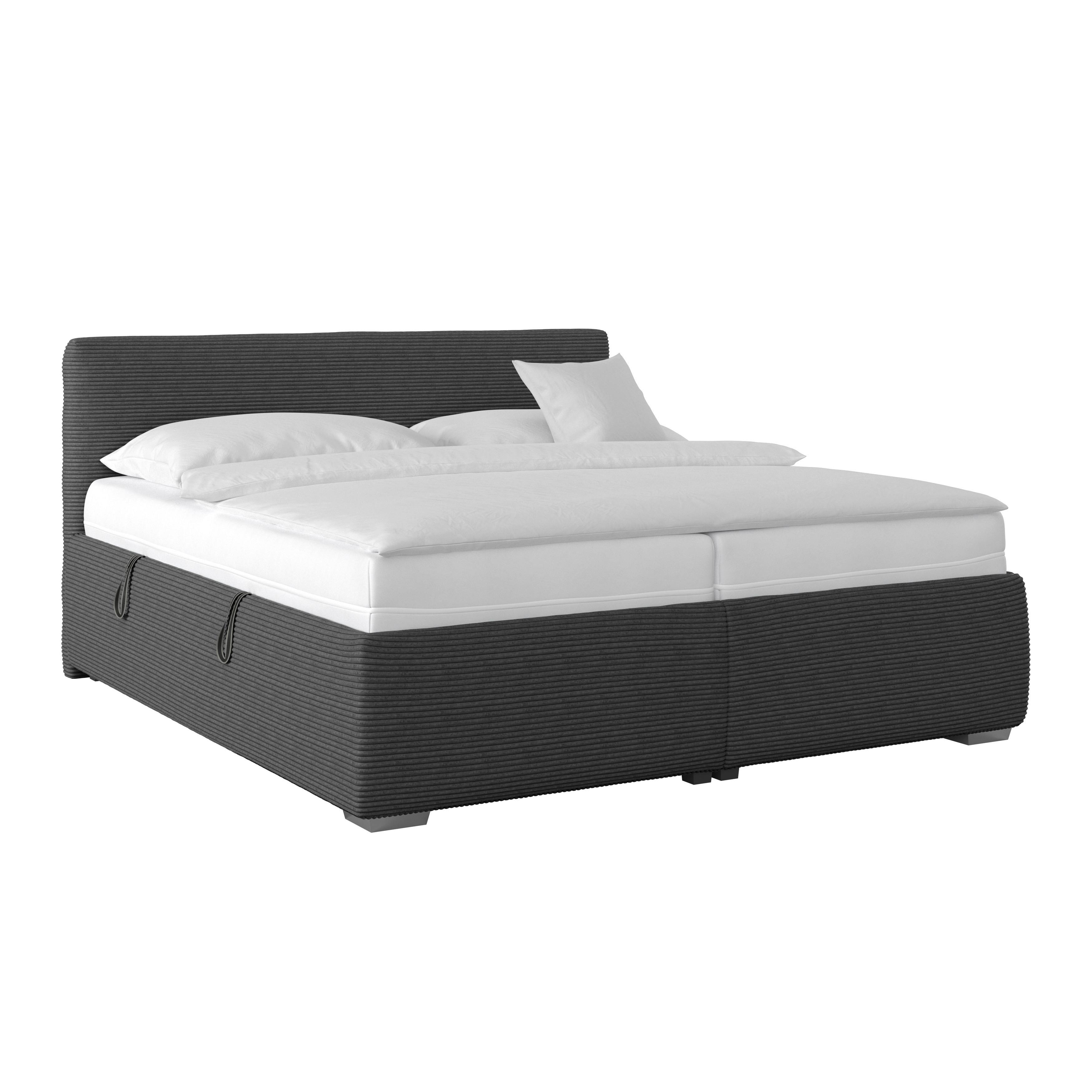 Polsterbett Lesia - Chromfarben/Dunkelgrau, KONVENTIONELL, Holz/Textil (200/200cm)