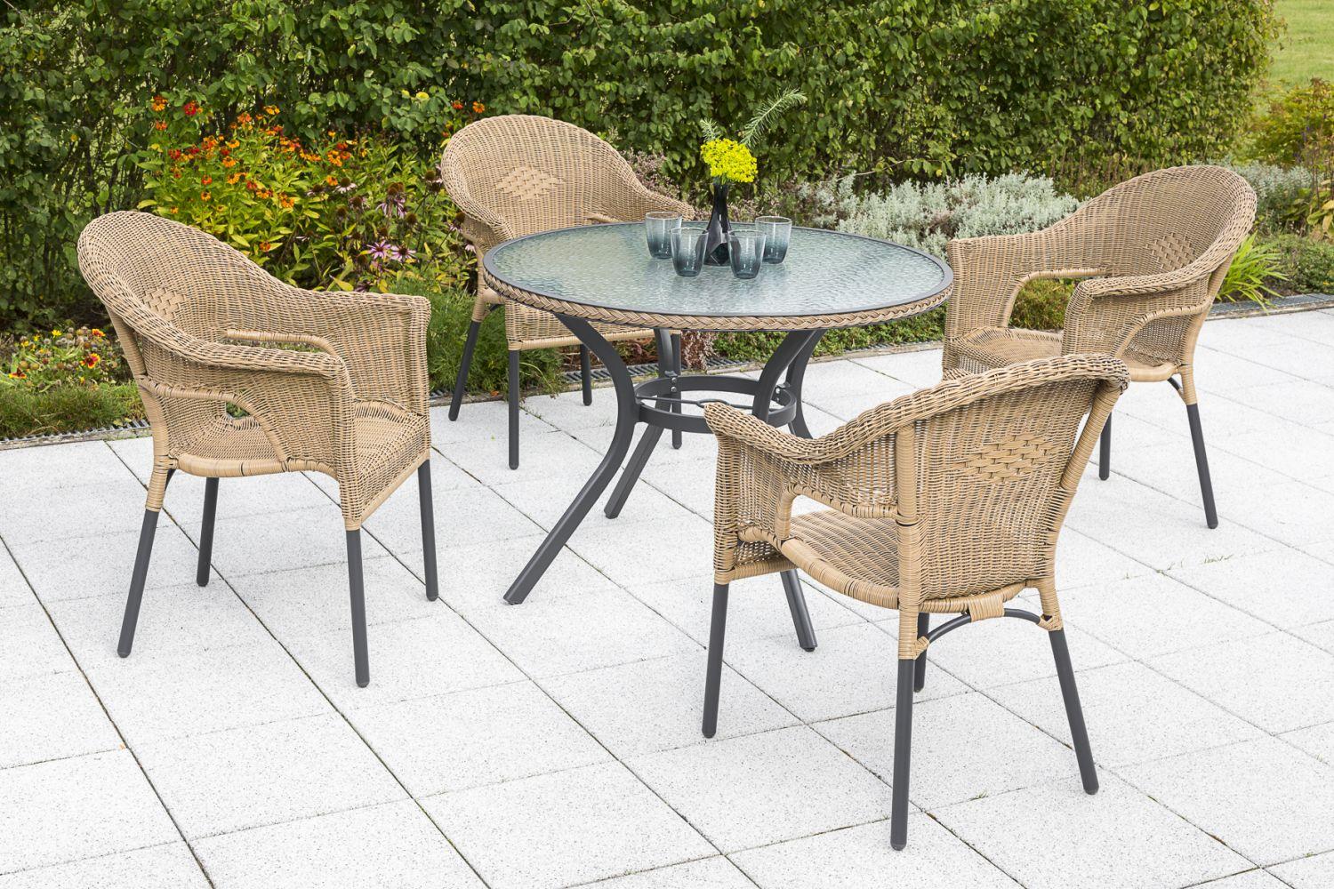 Gartentisch Ravenna Metall/ Glas/Kunststoff Ø 104 cm