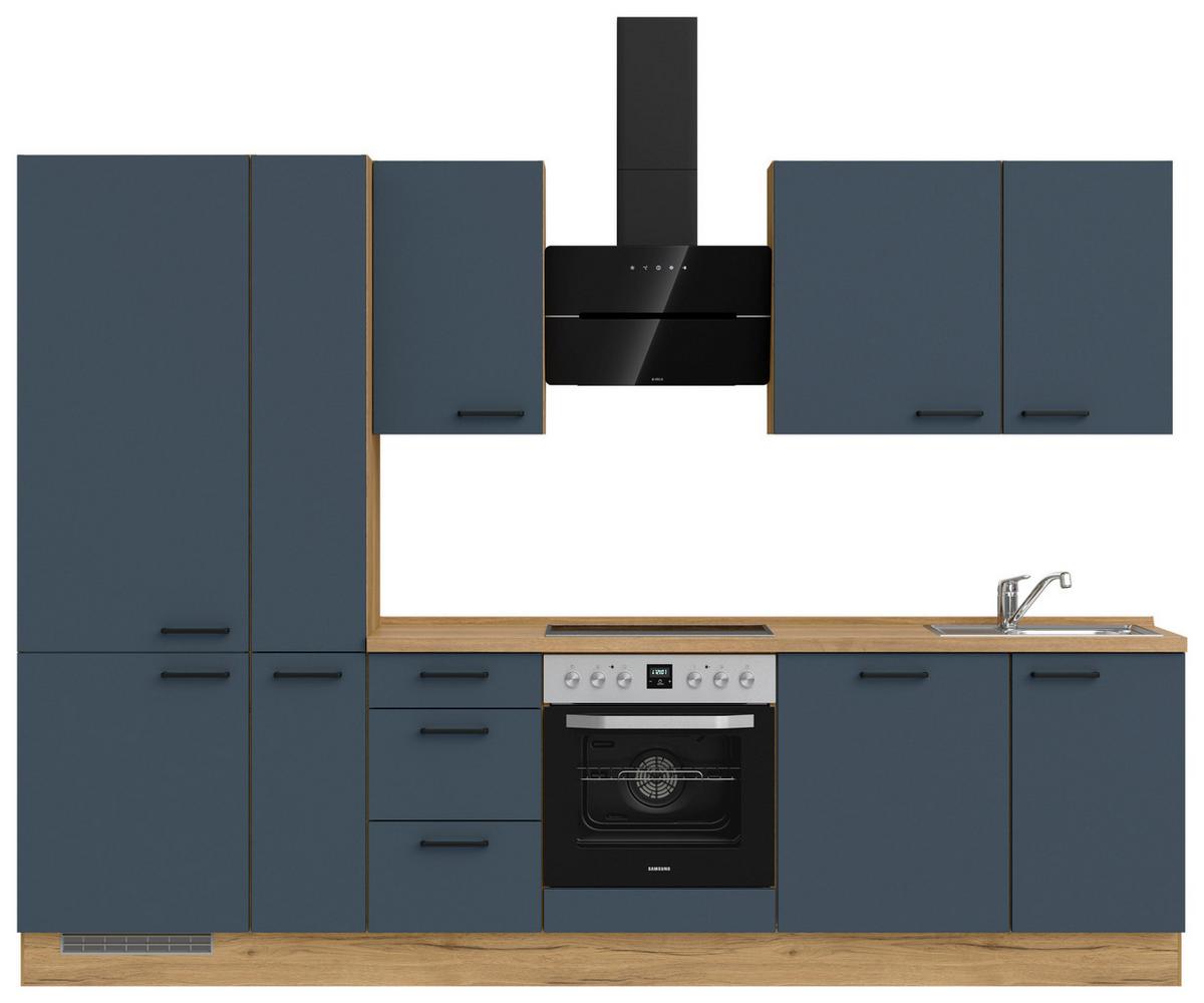 Küchenleerblock Easytouch High-Line, H7 Links - Blau/Eichefarben, MODERN, Holzwerkstoff (300cm) - Nobilia