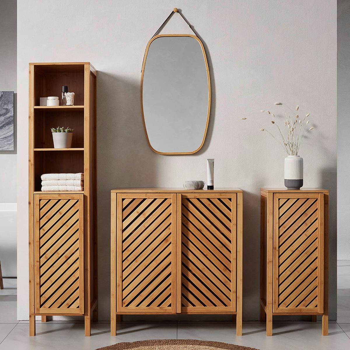 Vysoká skrinka BONNY prírodné farby - prírodná farba, Modern, prírodné materiály (35/160/36cm) - P & B