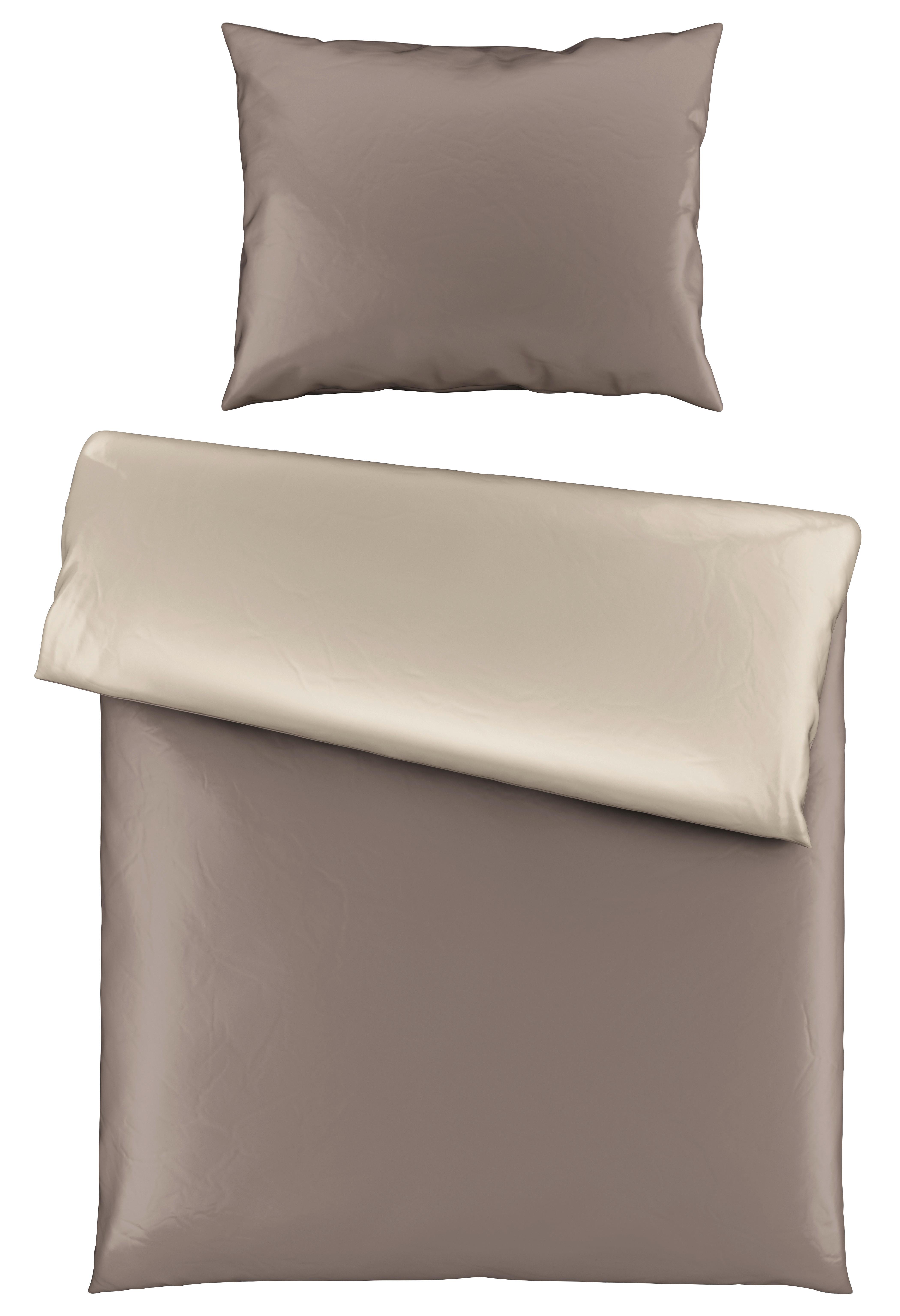Satin-Bettwäsche 140x200 cm Melissa Taupe/Beige - Taupe/Beige, MODERN, Textil - Luca Bessoni