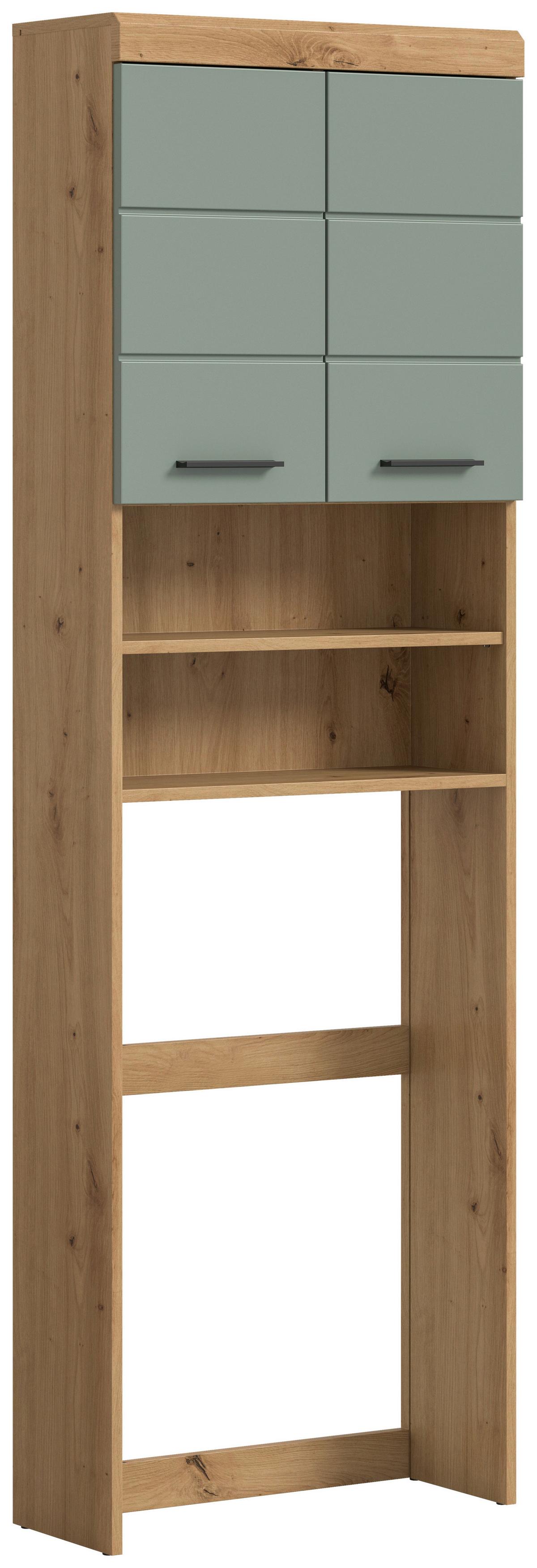 Waschmaschinenschrank Scout Eiche Artisan Dekor Salbeigrün - Salbeigrün/Schwarz, MODERN, Holzwerkstoff (63/191/24cm) - MID.YOU