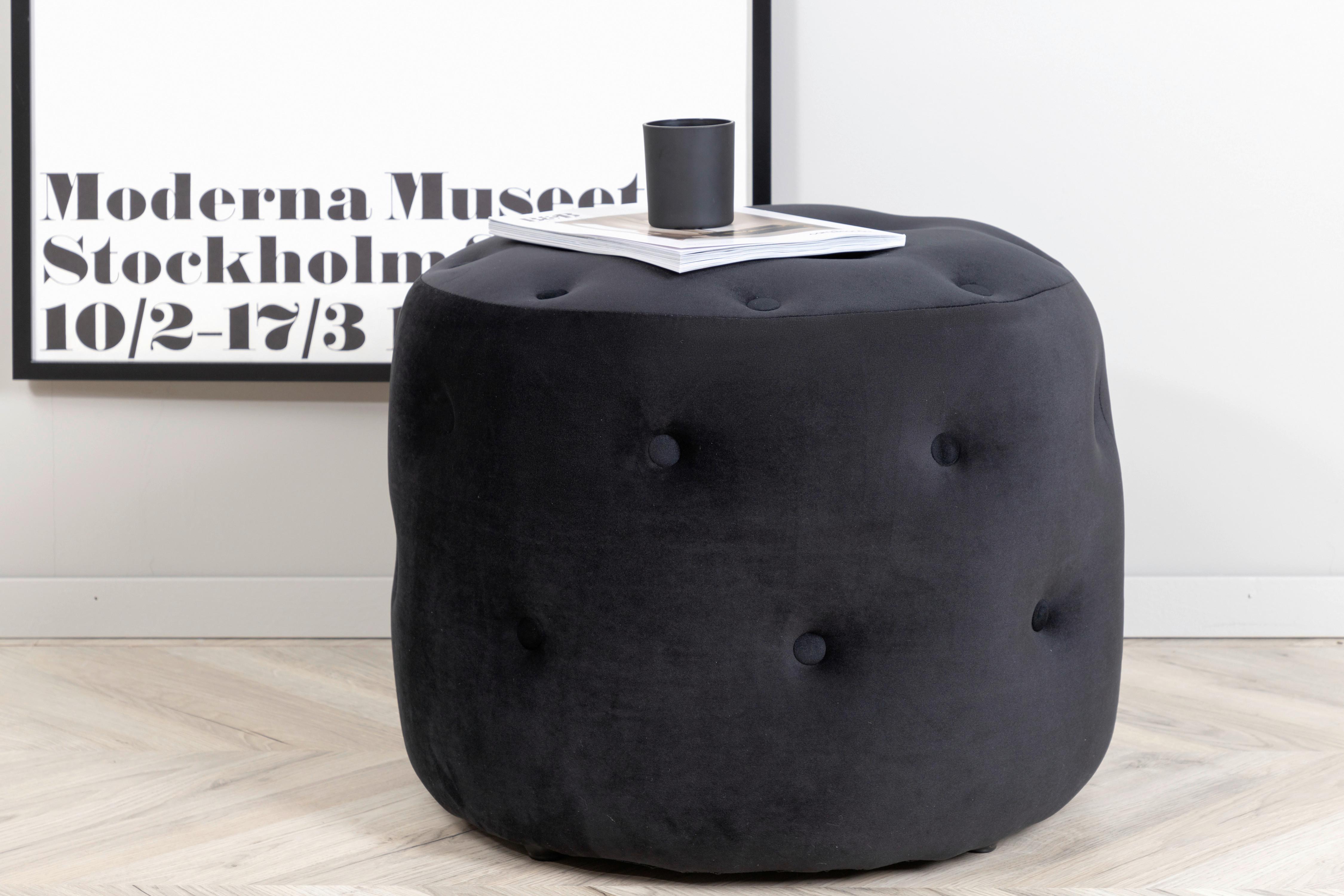 Pouf Benjamin - Schwarz, Design, Textil (55/44/55cm) - Livetastic