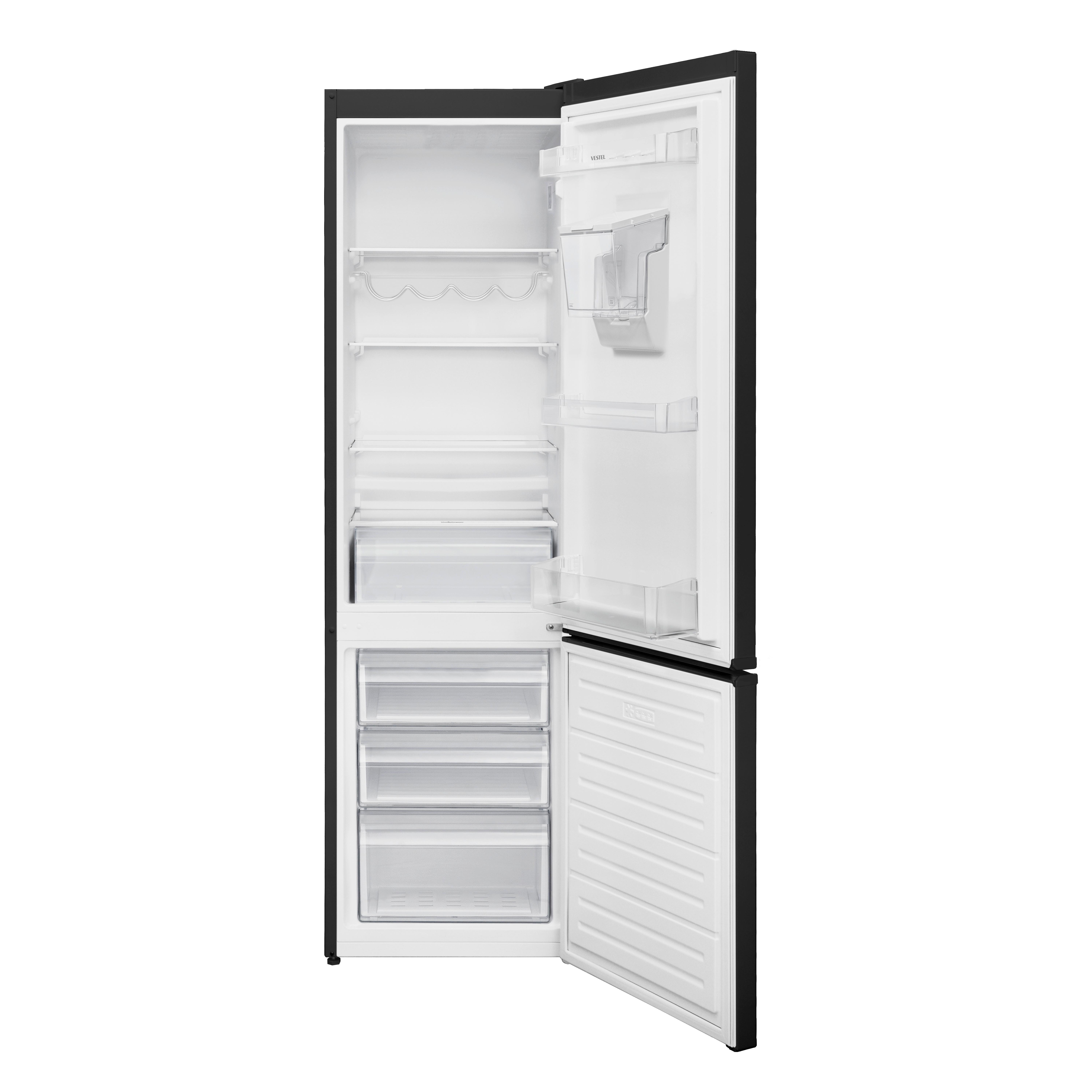 Kühl-Gefrier-Kombination 10820215_vg-Cfdnb185dbn - Schwarz, Basics, Kunststoff (54/180/59,5cm) - Vestel
