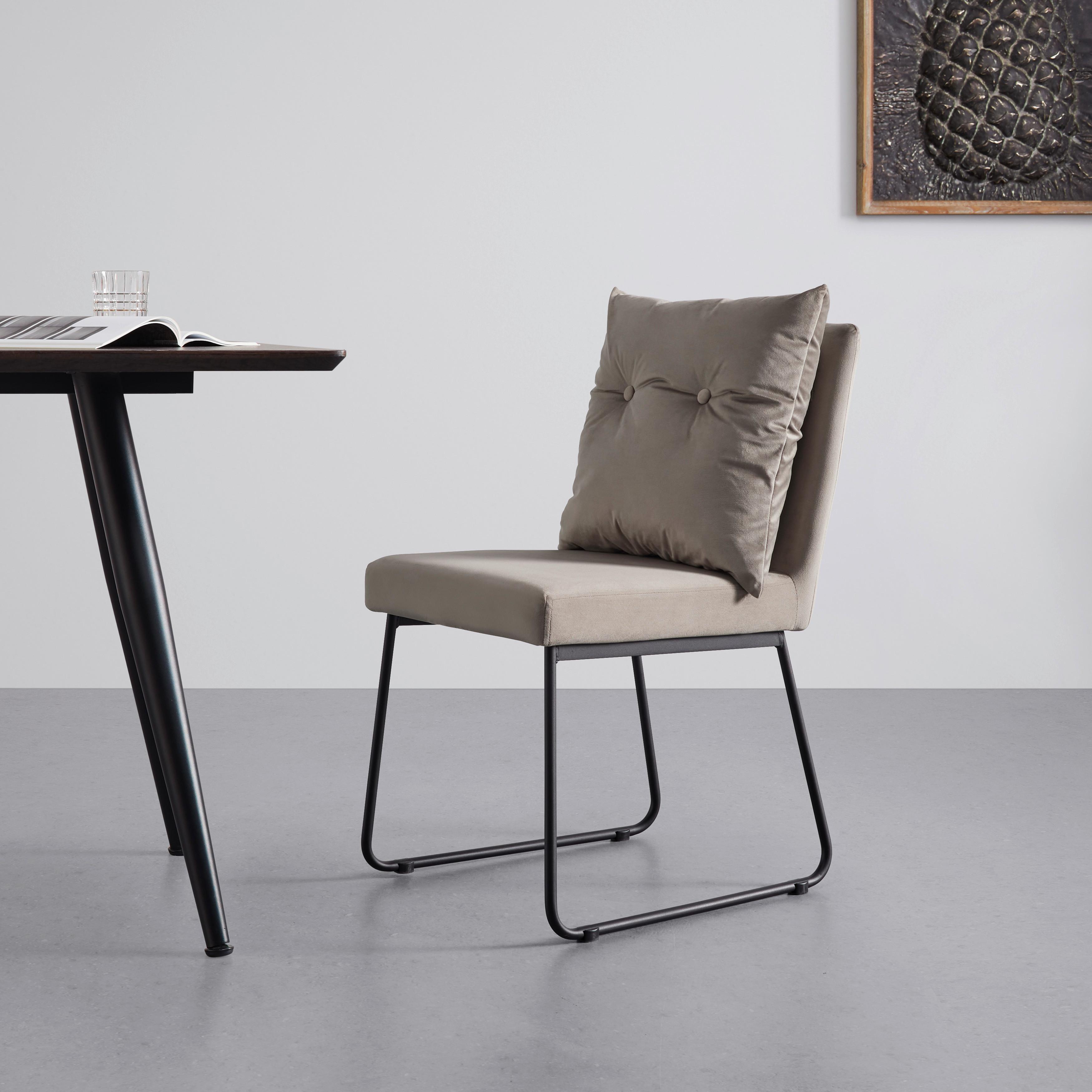 Židle ze sametu Bono - šedohnědá - černá/šedohnědá, Moderní, kov/dřevo (44/90/58cm) - P & B