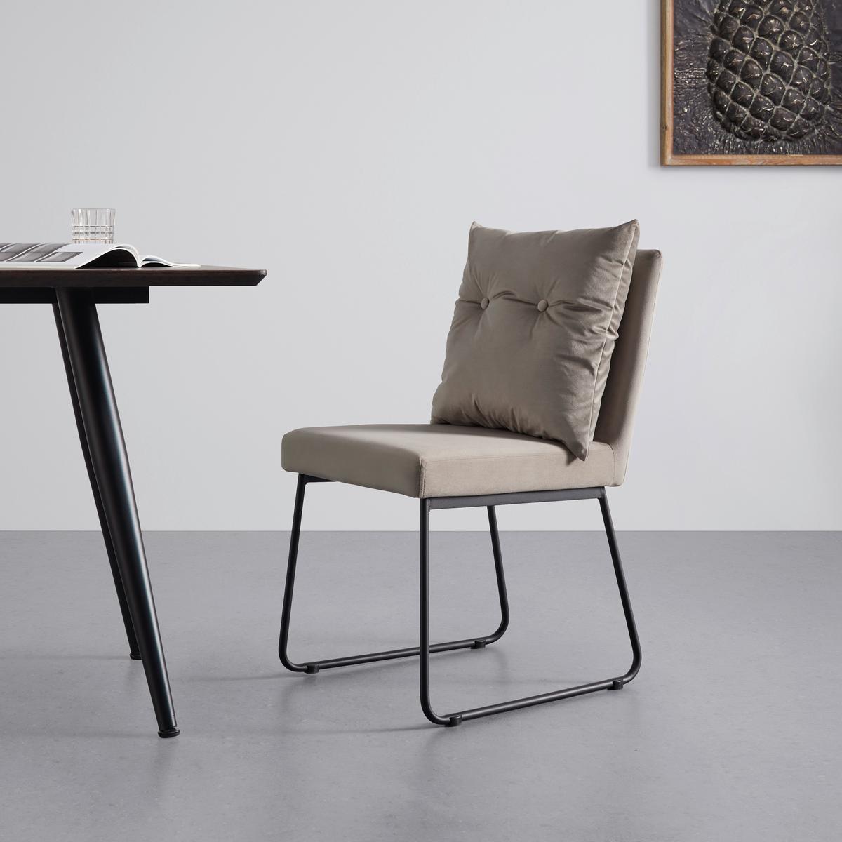 Stolička zo zamatu Bono - sivohnedá - čierna/taupe, Modern, kov/drevo (44/90/58cm) - P & B