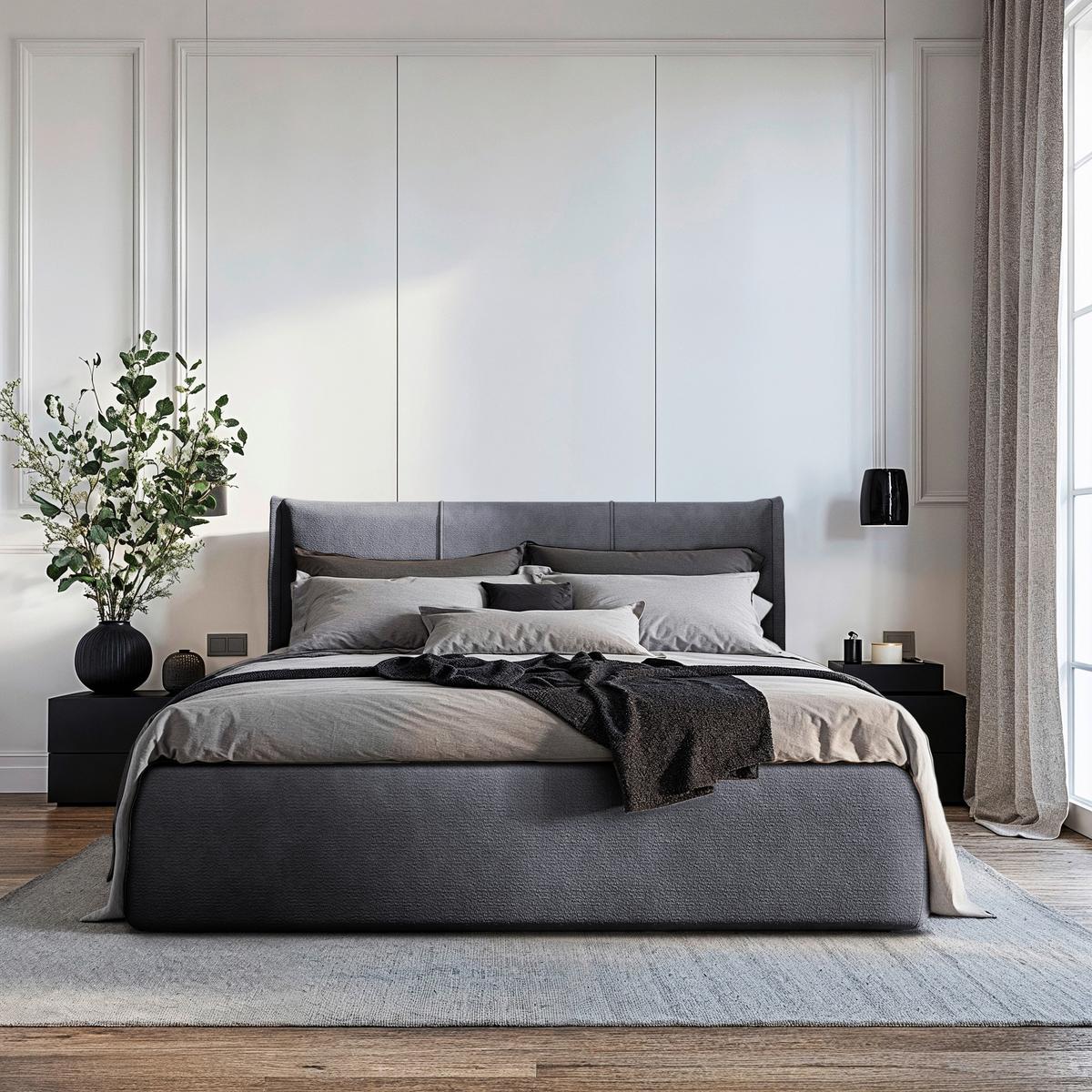 Polsterbett Beli Graphitfarben Lf: 140x200 Cm - Graphitfarben/Schwarz, MODERN, Holz/Holzwerkstoff (140/200cm) - MID.YOU