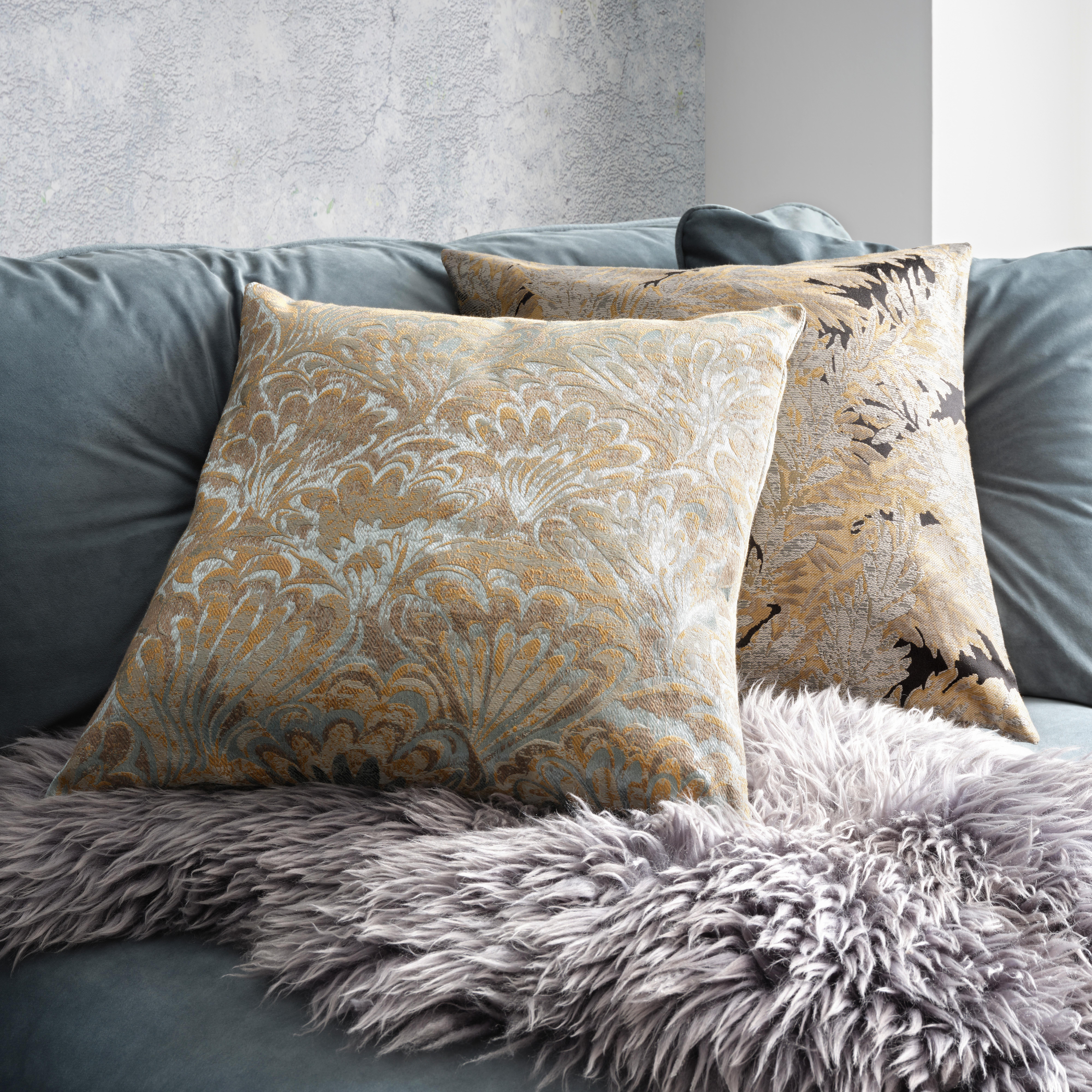 POŤAH NA VANKÚŠ Ornament, 48/48cm, antracitová - zlatá/antracitová, Basics, textil (50/50cm) - Premium Living